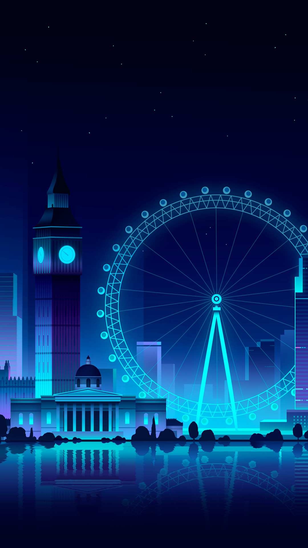 London: London Eye, Ferris wheel, Minimalist. 1080x1920 Full HD Wallpaper.