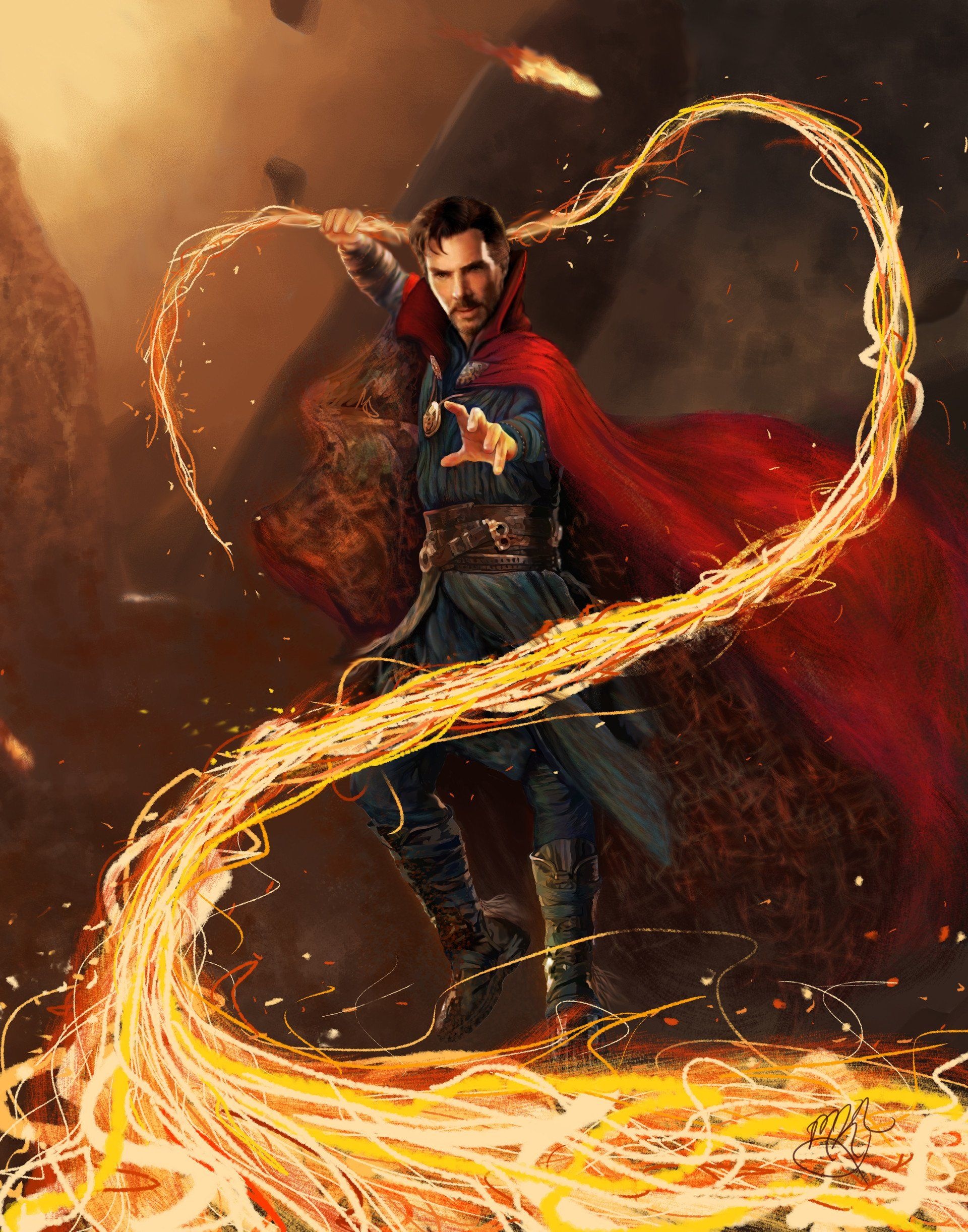 Doctor Strange neon wallpapers, Vibrant colors, Illuminated visuals, Otherworldly, 1920x2450 HD Phone
