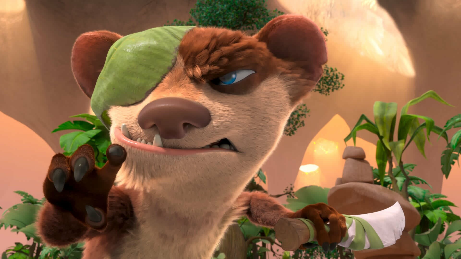 Ice Age: Adventures of Buck Wild: A weasel that appeared in Dawn of the Dinosaurs, missing his right eye. 1920x1080 Full HD Wallpaper.