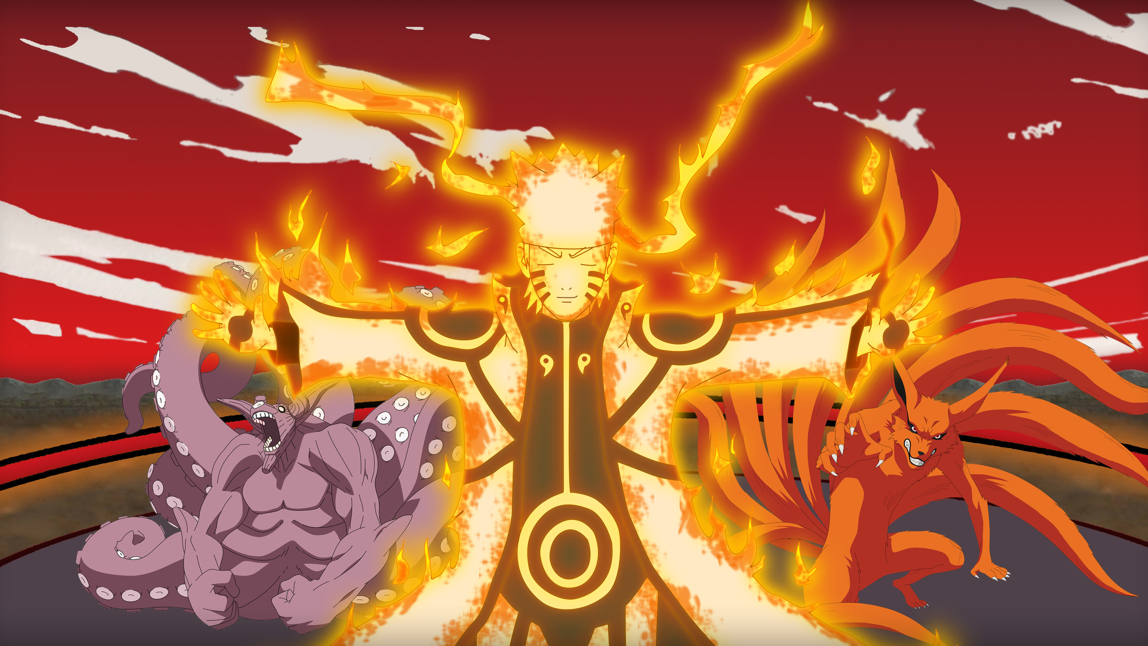 Kurama (Anime), Naruto's powerful form, HD wallpapers, Epic battle scenes, 3840x2160 4K Desktop