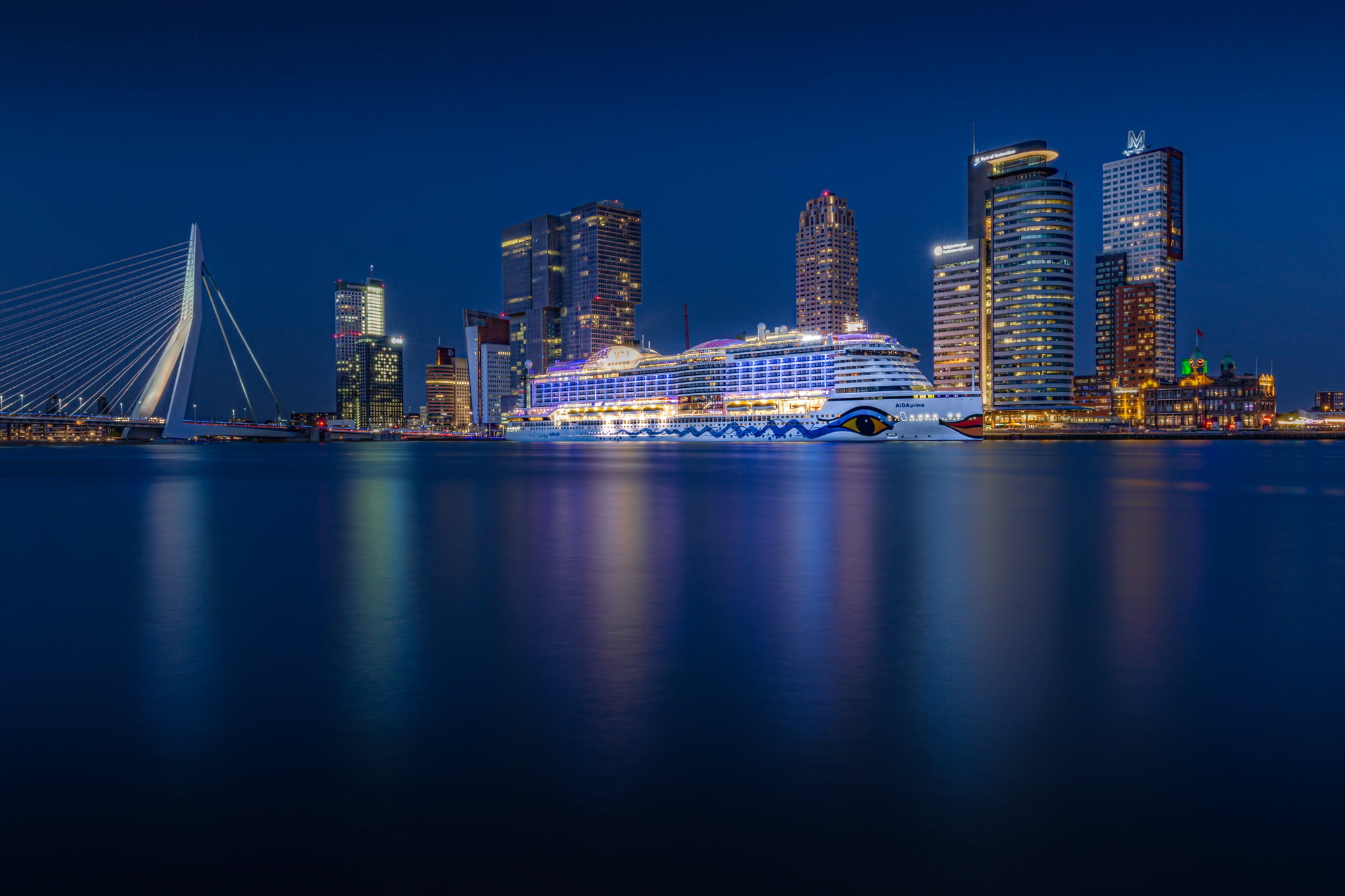 Rotterdam luxury cruise, City structures at night, HD wallpaper, 2000x1340 HD Desktop