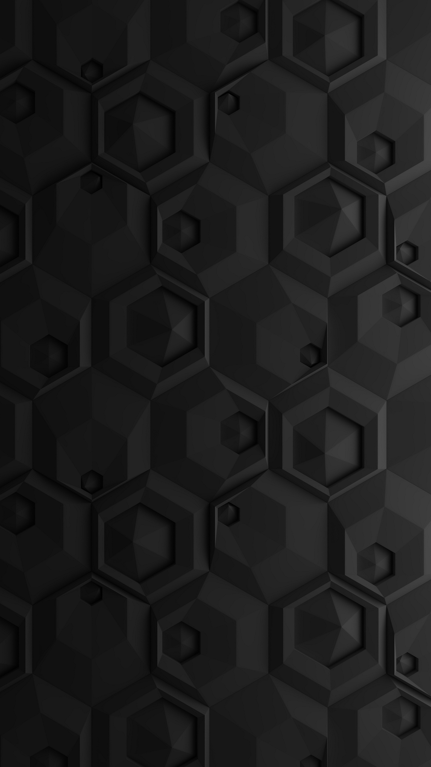 Black hexagon pattern, Material design concept, Abstract graphic art, Clean background, 1440x2560 HD Phone