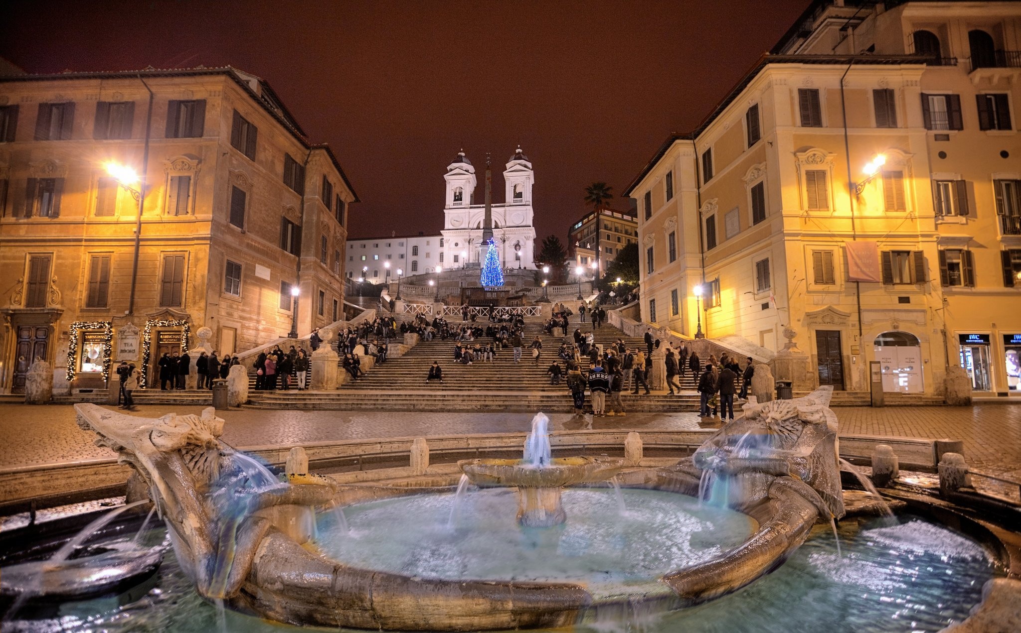 Spanish Steps, Trinita dei Monti, Nighttime beauty, Rome's architectural marvels, 2050x1280 HD Desktop