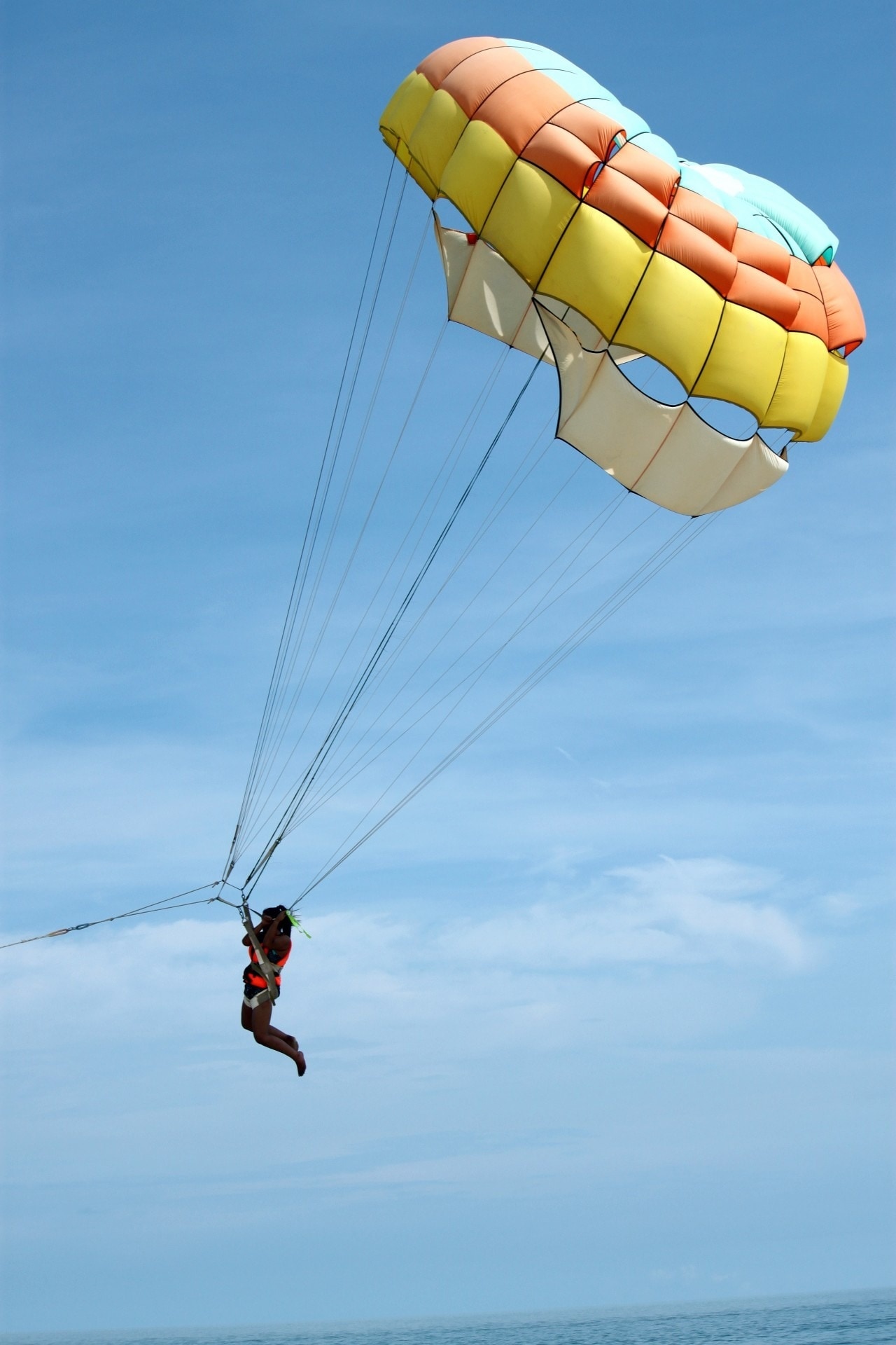 Parasailing: Controllable parachuting, Extreme sports, The flyers take off upwards, Paragliding. 1280x1920 HD Background.