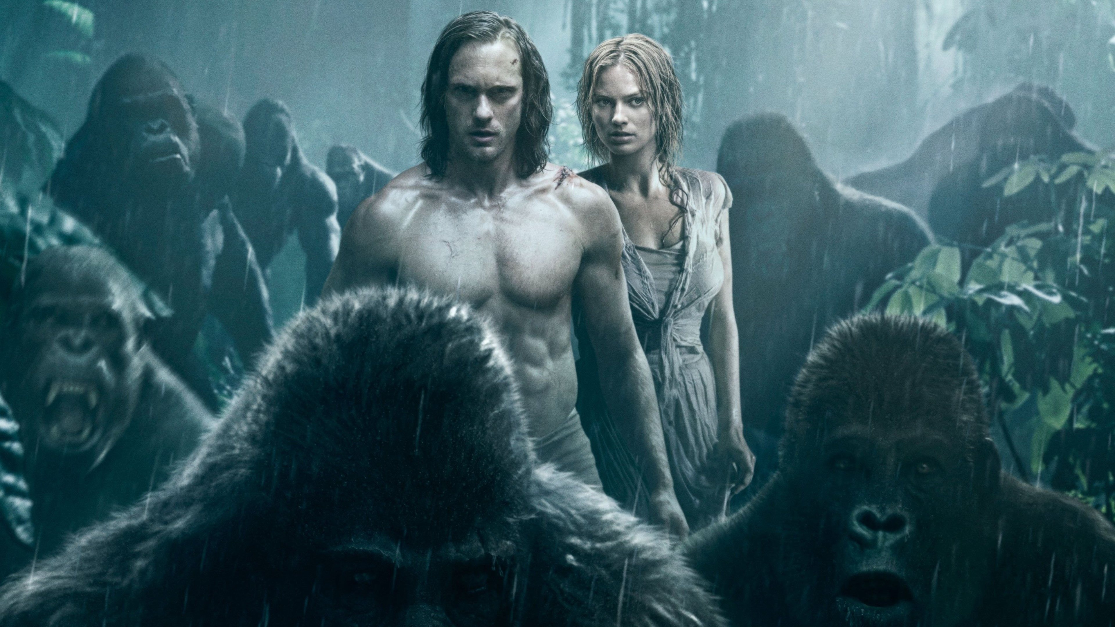 Alexander Skarsgard, Adventure Tarzan film, Margot Robbie, Legend frames, 3840x2160 4K Desktop