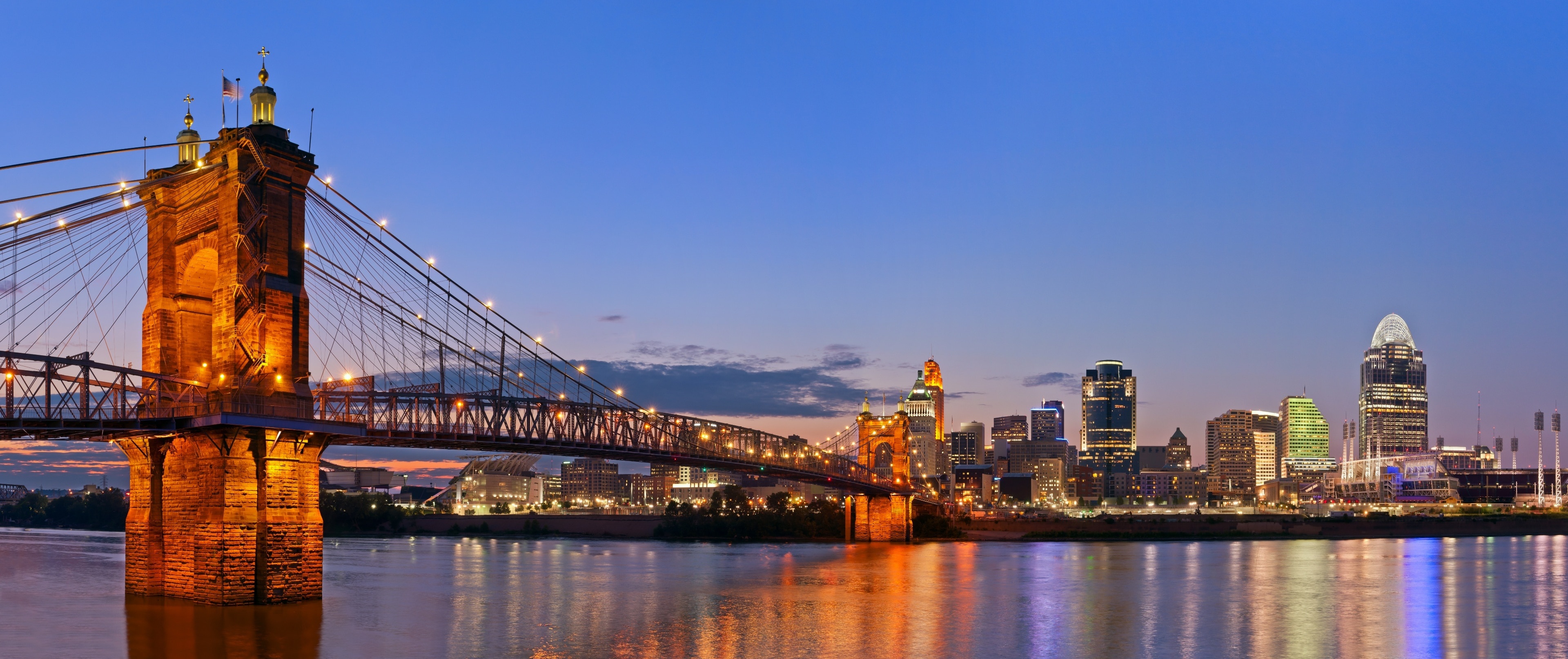 Cincinnati Skyline, Travels, Traveler's guide, Ohio, 3840x1620 Dual Screen Desktop