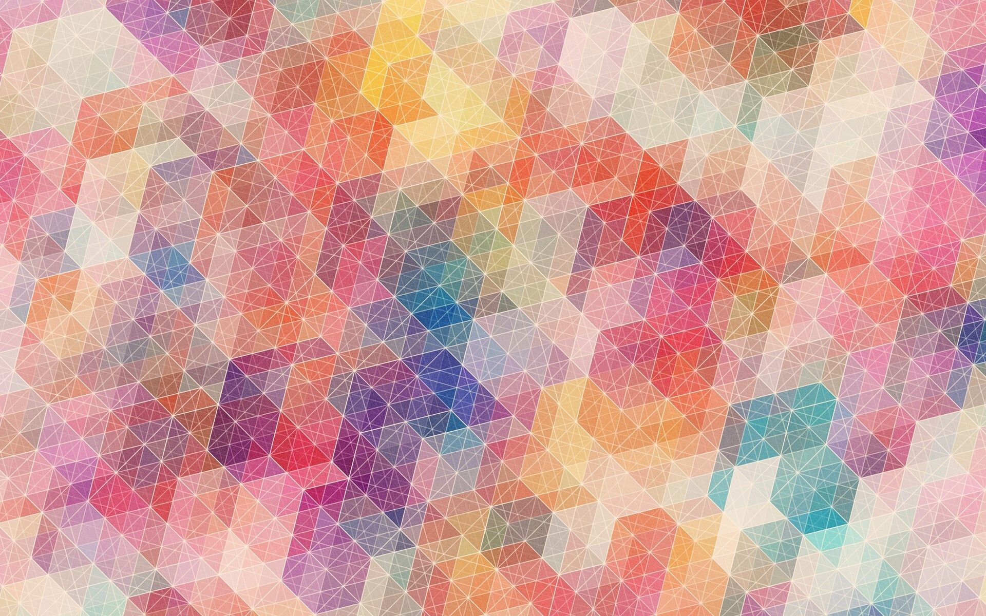 Geometry: Ornament, Line segments, Regular shapes, Multicolored polygons. 1920x1200 HD Background.