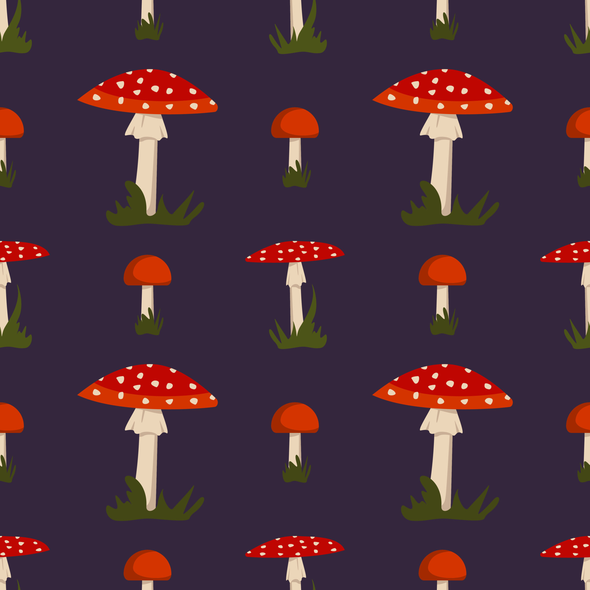 Seamless pattern, Amanita mushroom, Red hat, Bright fly agaric, 1920x1920 HD Phone