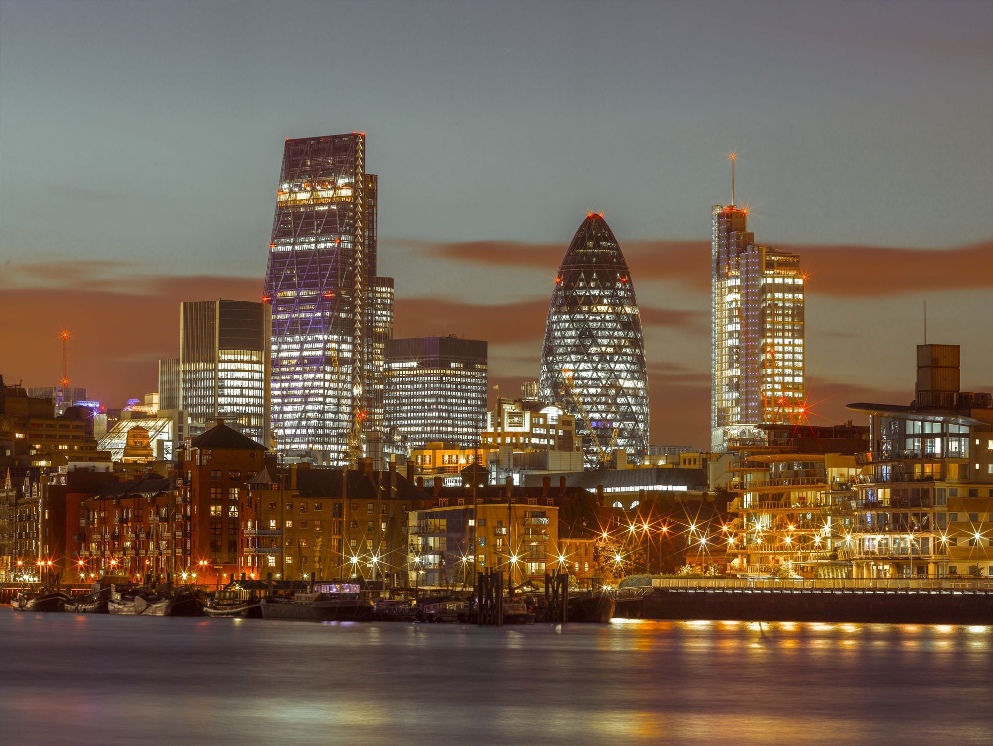 London skyline at night, London skyline, At night, Wallpapers, 2000x1510 HD Desktop