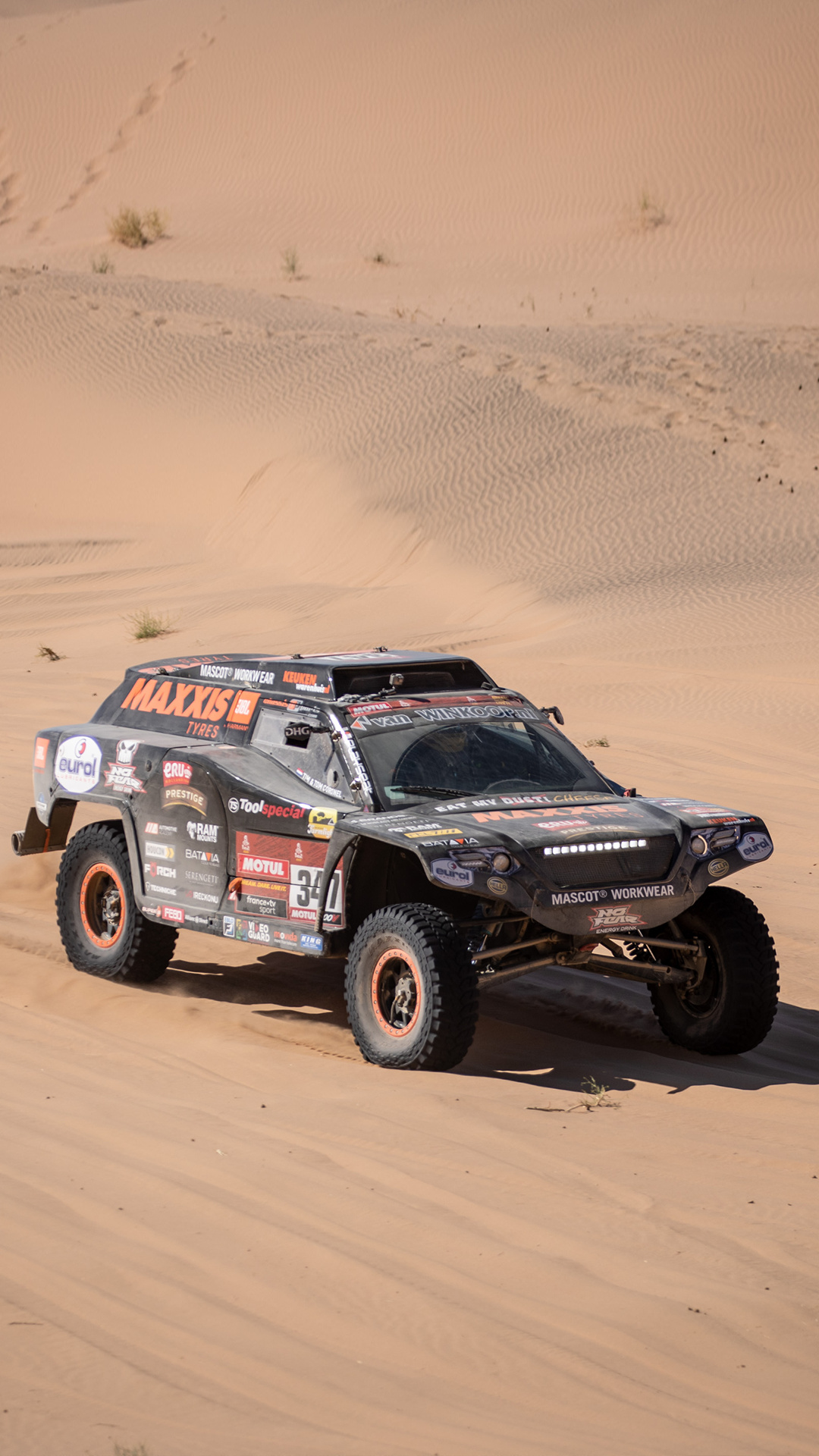 Dakar Rally: The drivers of the Maxxis Dakar Team, The 26th place, Tim Coronel, Maxxis International. 1080x1920 Full HD Background.
