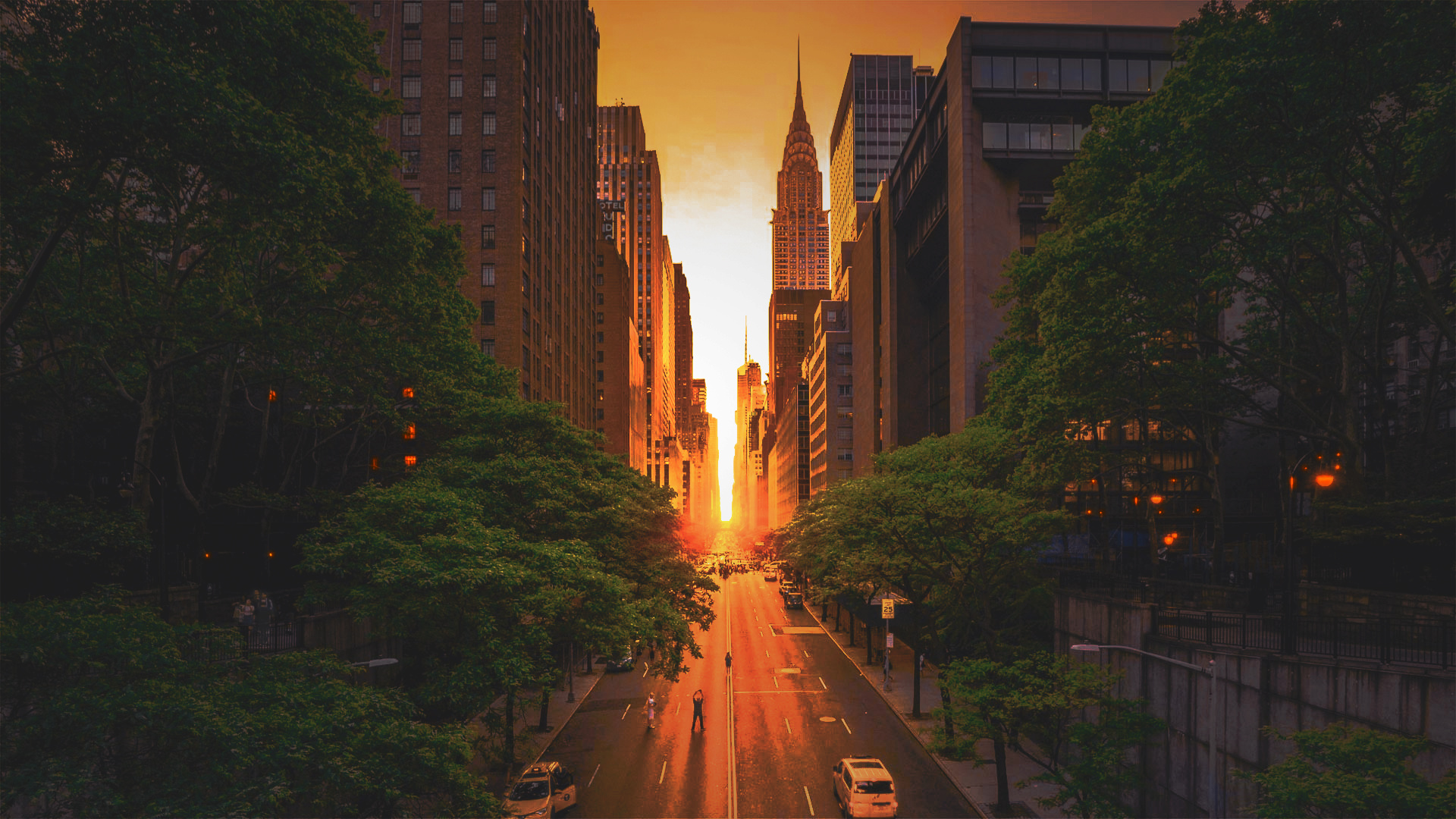 New York sunset, City skyline, Evening ambiance, Serene reflection, 1920x1080 Full HD Desktop