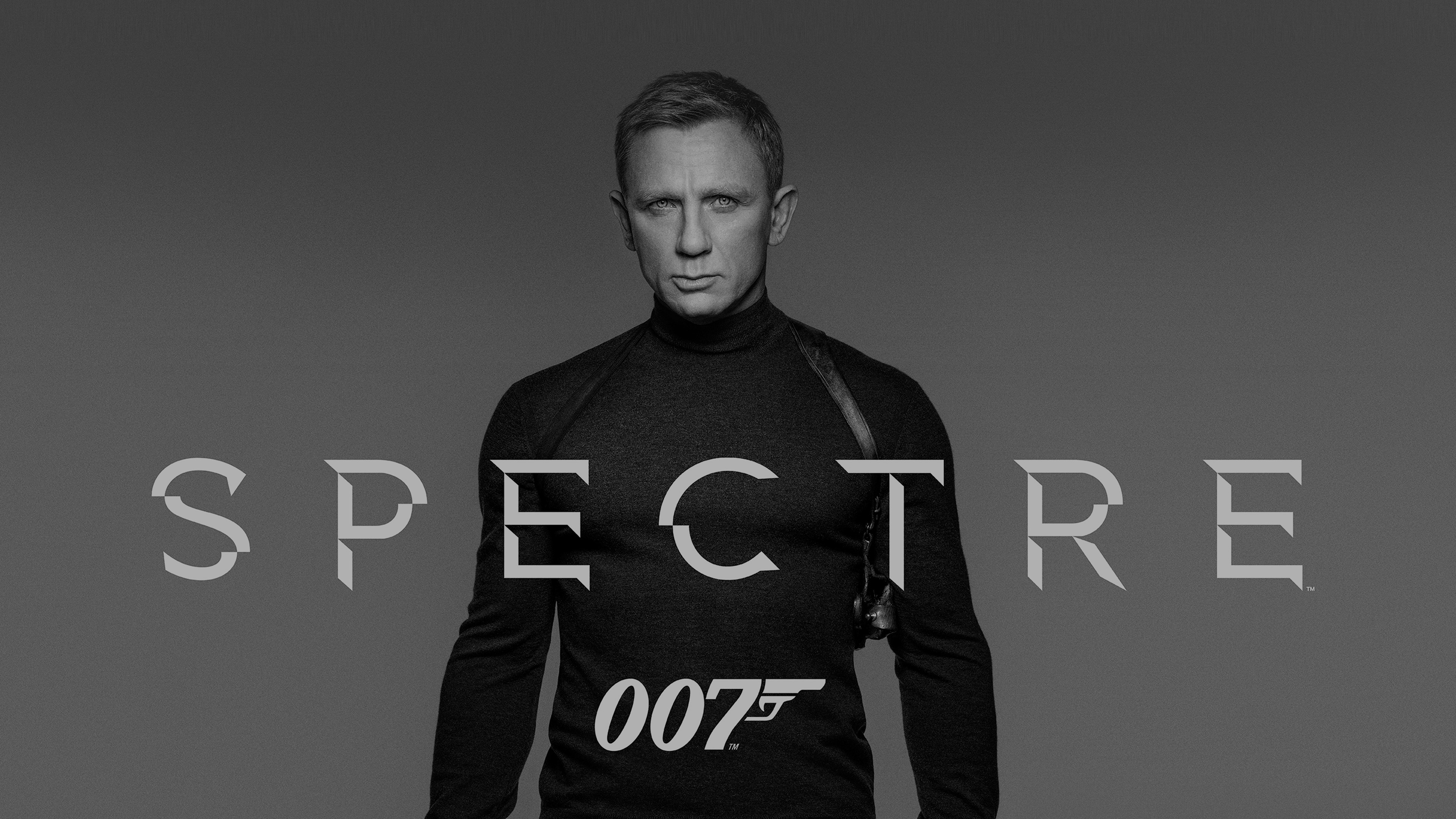 007 Spectre movie, Dark and intense, Film poster, Black and white, 3840x2160 4K Desktop