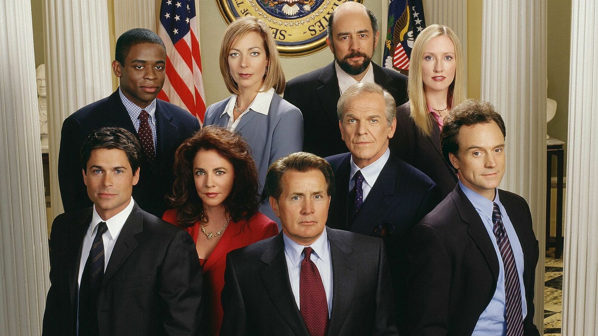 The West Wing (TV Series): Jed Bartlet, Leo McGarry, CJ Cregg, Donna Moss, Toby Ziegler, The leading characters. 2000x1130 HD Wallpaper.