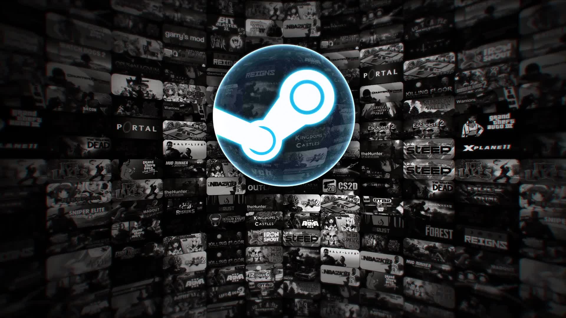 Steam: A digital distribution service for video games that features a vibrant community. 1920x1080 Full HD Wallpaper.