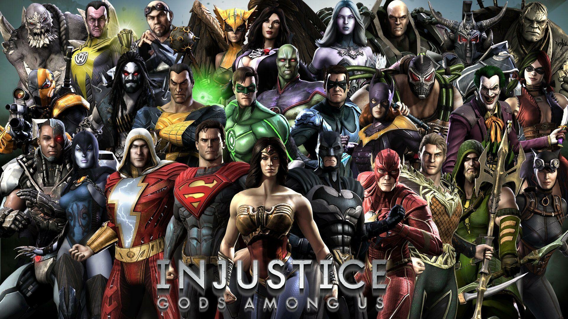 Injustice: Players select one of several characters from the DC Universe, consisting of both villains and heroes, to engage in combat, aiming to knock out their opponent. 1920x1080 Full HD Background.
