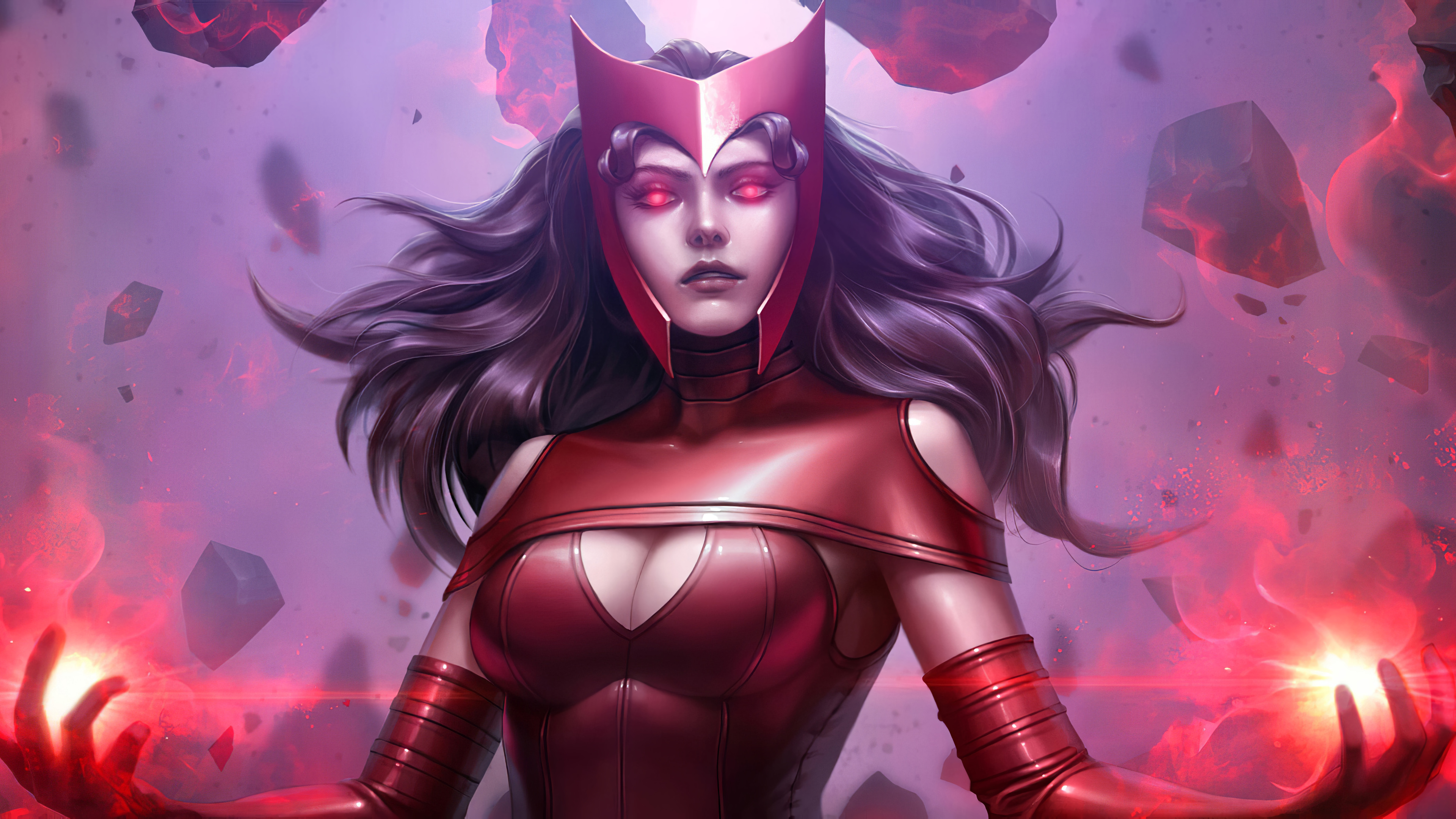 Scarlet Witch, Scarlet Witch cartoon wallpapers, Animated Scarlet Witch, Comic book style, 3840x2160 4K Desktop