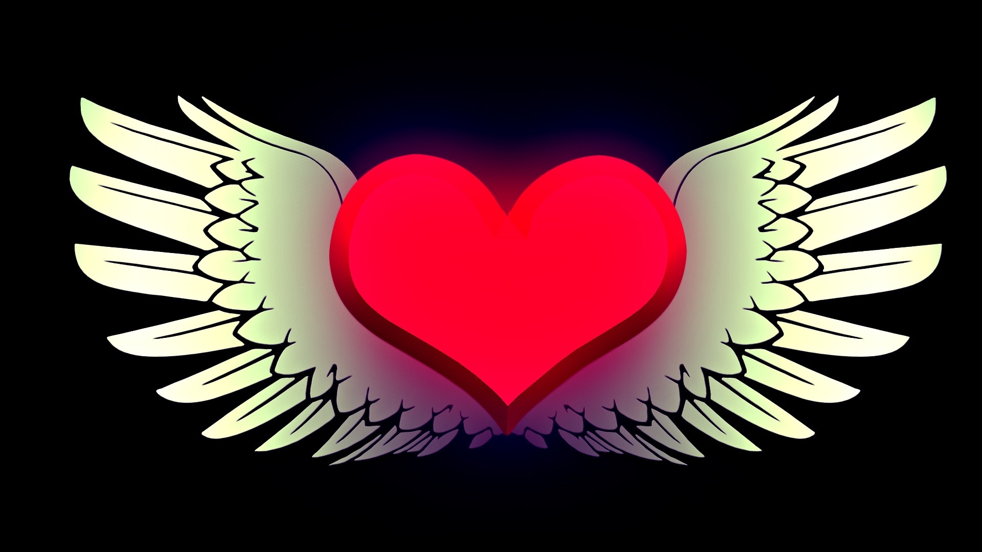 Red heart, White wings, Free image download, 1920x1080 Full HD Desktop