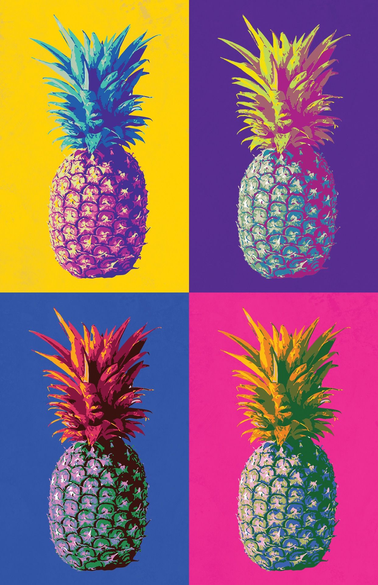 Andy Warhol, Lyna photo design, Pineapple pop art, Colorful background, 1250x1920 HD Phone