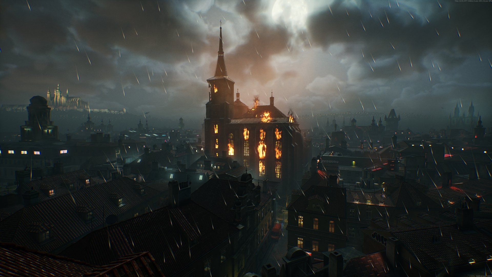 Vampire: The Masquerade - Bloodhunt: Game set in the streets and on the rooftops in Prague, in the World of Darkness. 1920x1080 Full HD Background.