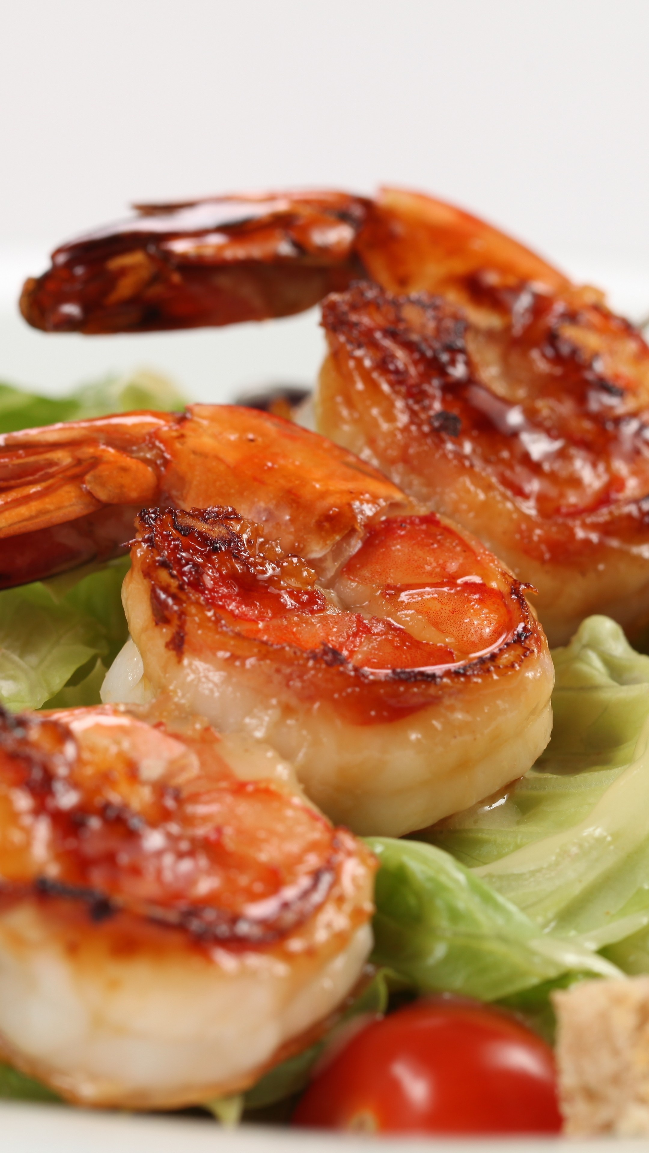 Seafood: Shrimp, Swimming crustaceans with long narrow muscular abdomens. 2160x3840 4K Background.