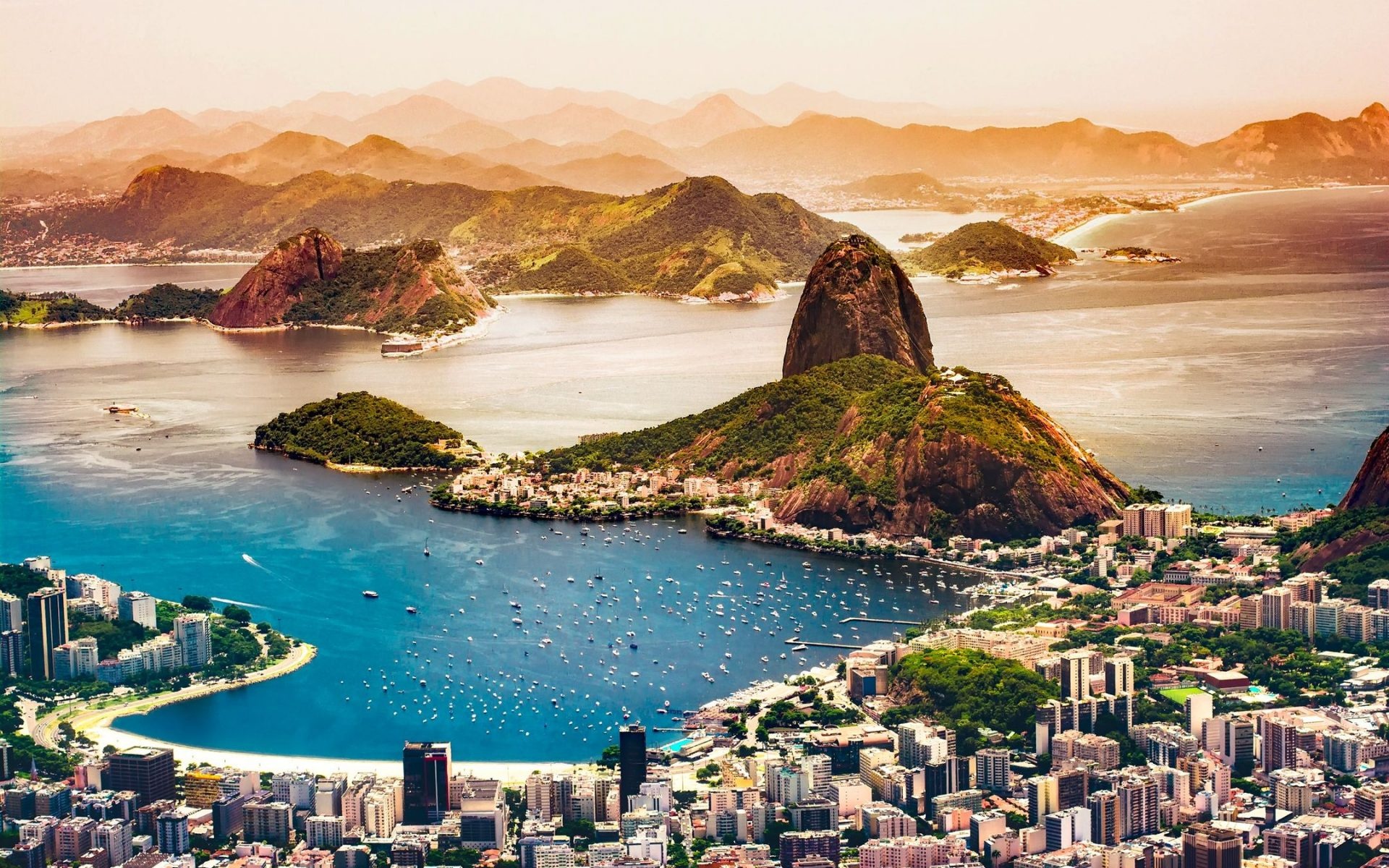 Rio De Janeiro, Aerial view, Urban metropolis, Impressive skyline, 1920x1200 HD Desktop