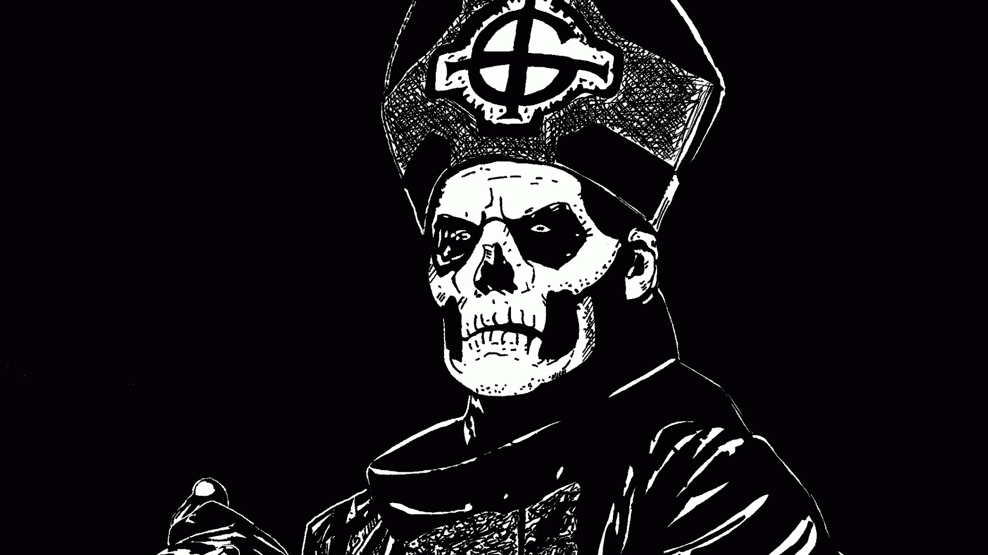 Ghost (Band): A member of the Group of Nameless Ghouls, A Ghoul Writer, Cardinal Copia. 1920x1080 Full HD Wallpaper.