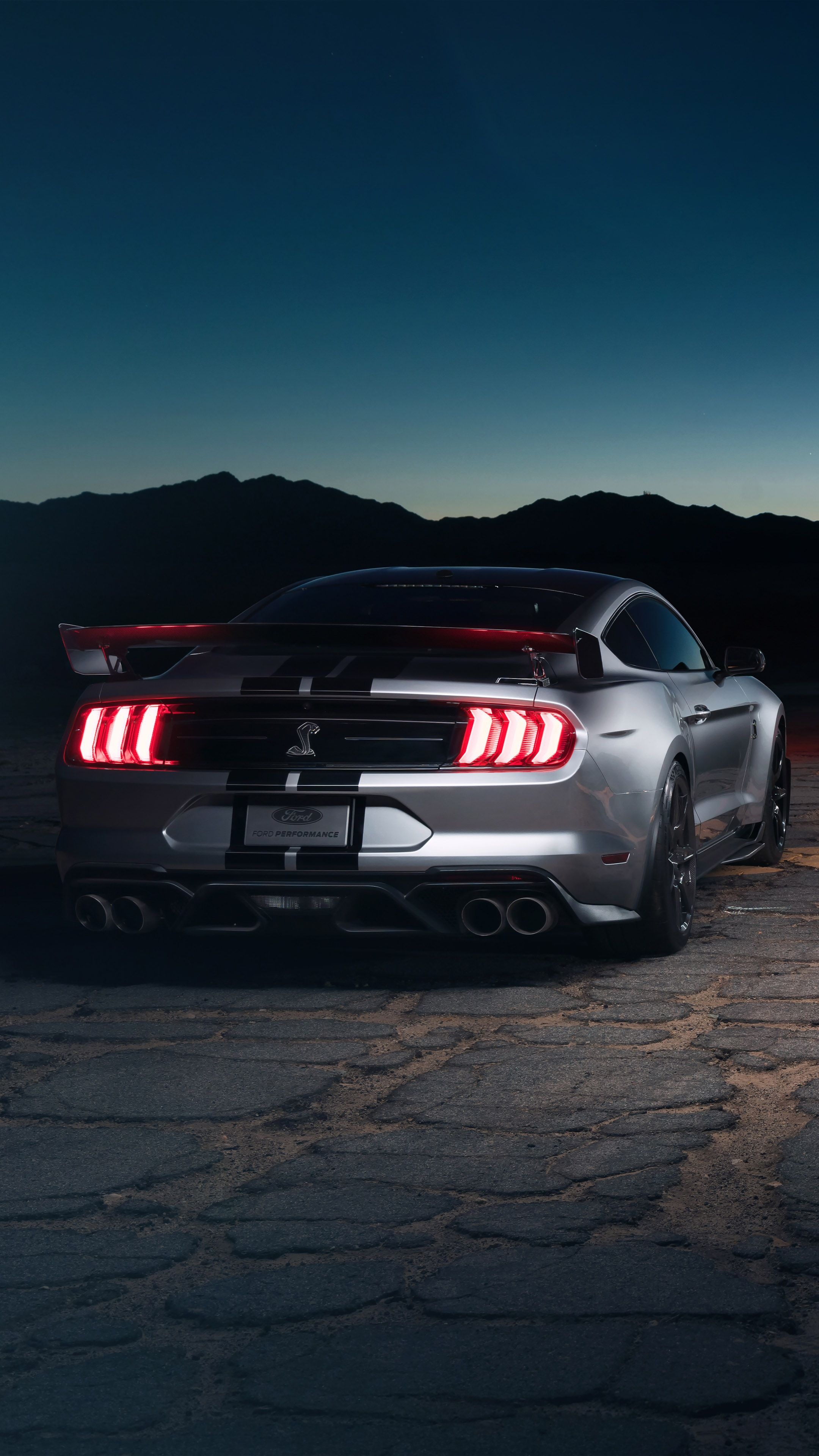 Ford Mustang: Shelby GT500, Rear-wheel-drive, 4-passenger, 2-door coupe. 2160x3840 4K Wallpaper.