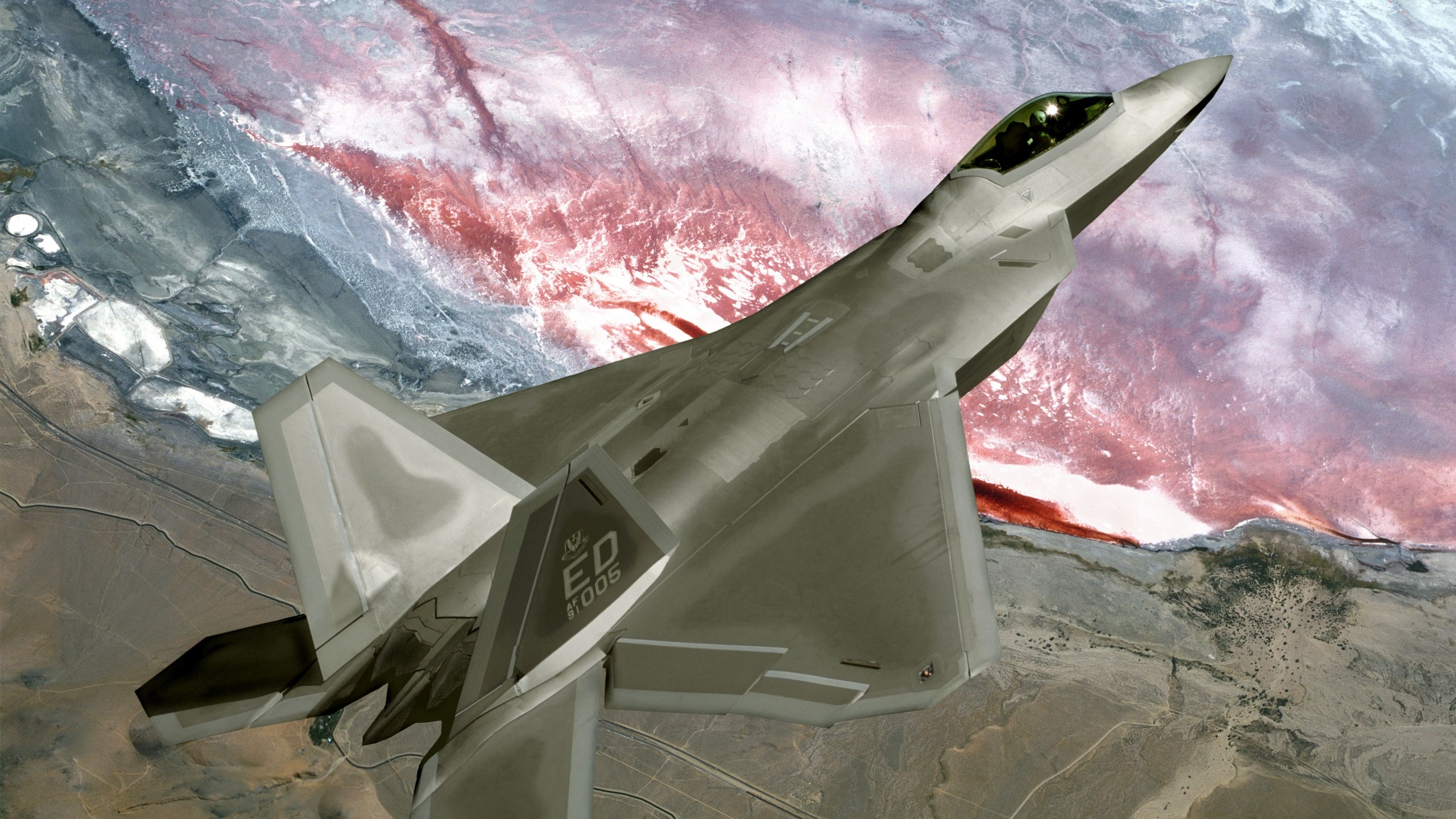 Lockheed airplane, F-22 Raptor, Stealth, Military aircraft, 2560x1440 HD Desktop