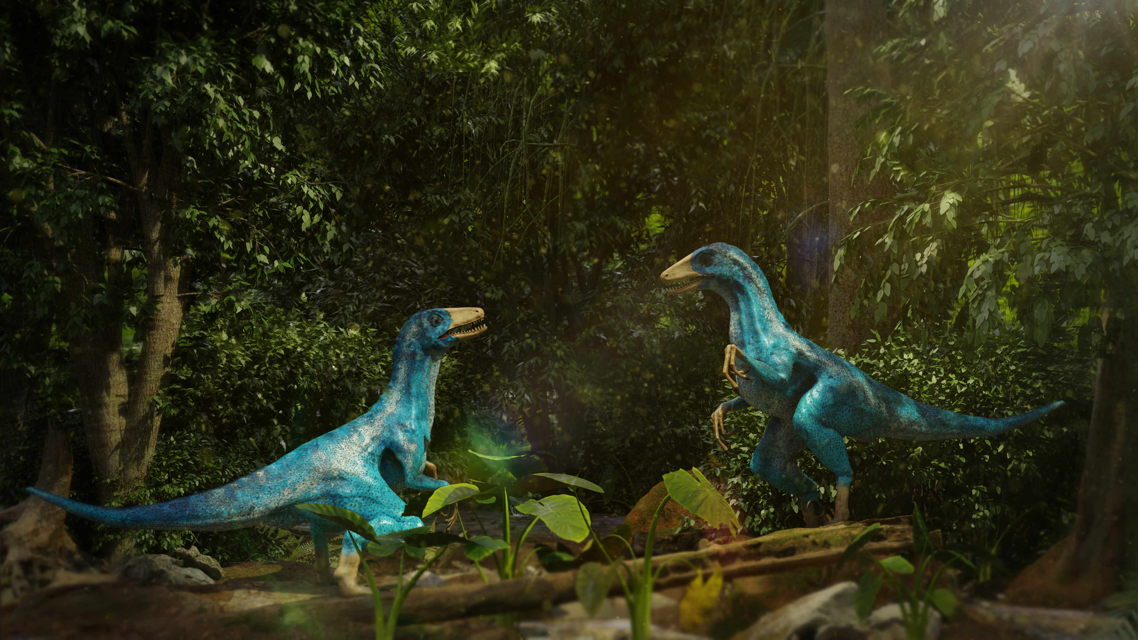 Two brothers blue velociraptor, ZBrush model, Digital sculpting, Dinosaur character, 3840x2160 4K Desktop