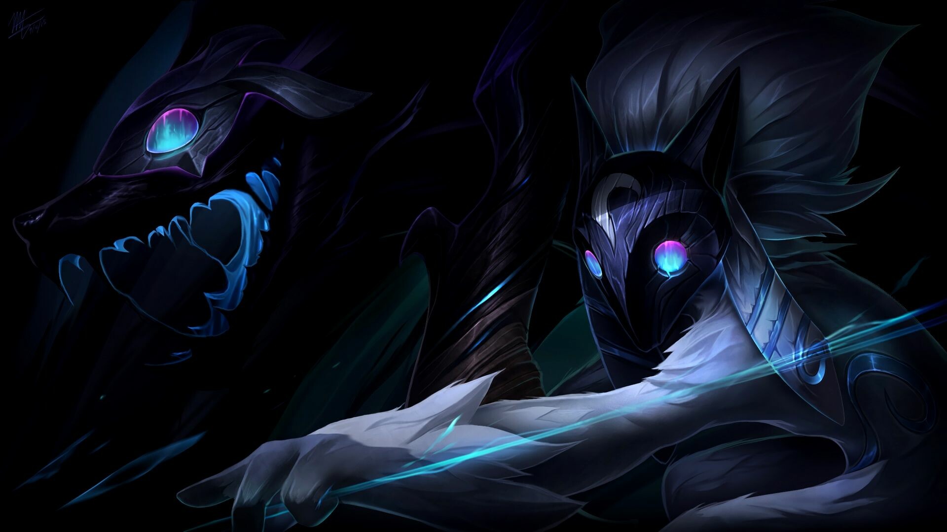 League of Legends: Kindred, The Eternal Hunters, Marksman, MOBA. 1920x1080 Full HD Background.