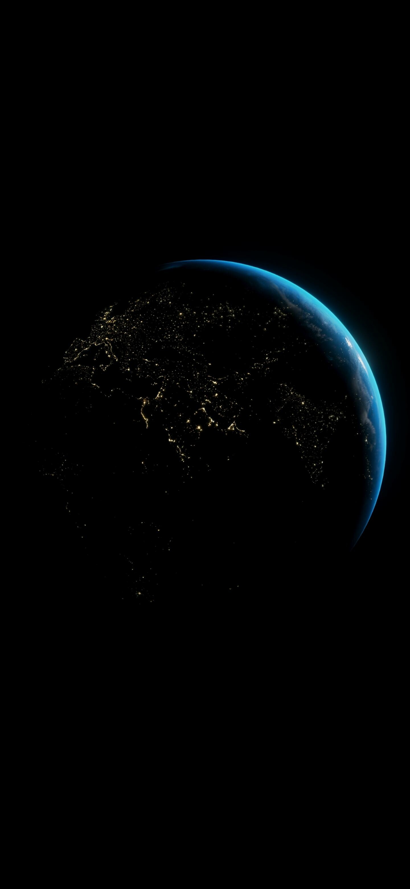 Earth at Night: The only place in the universe known to harbor life, in the dark. 1440x3120 HD Wallpaper.