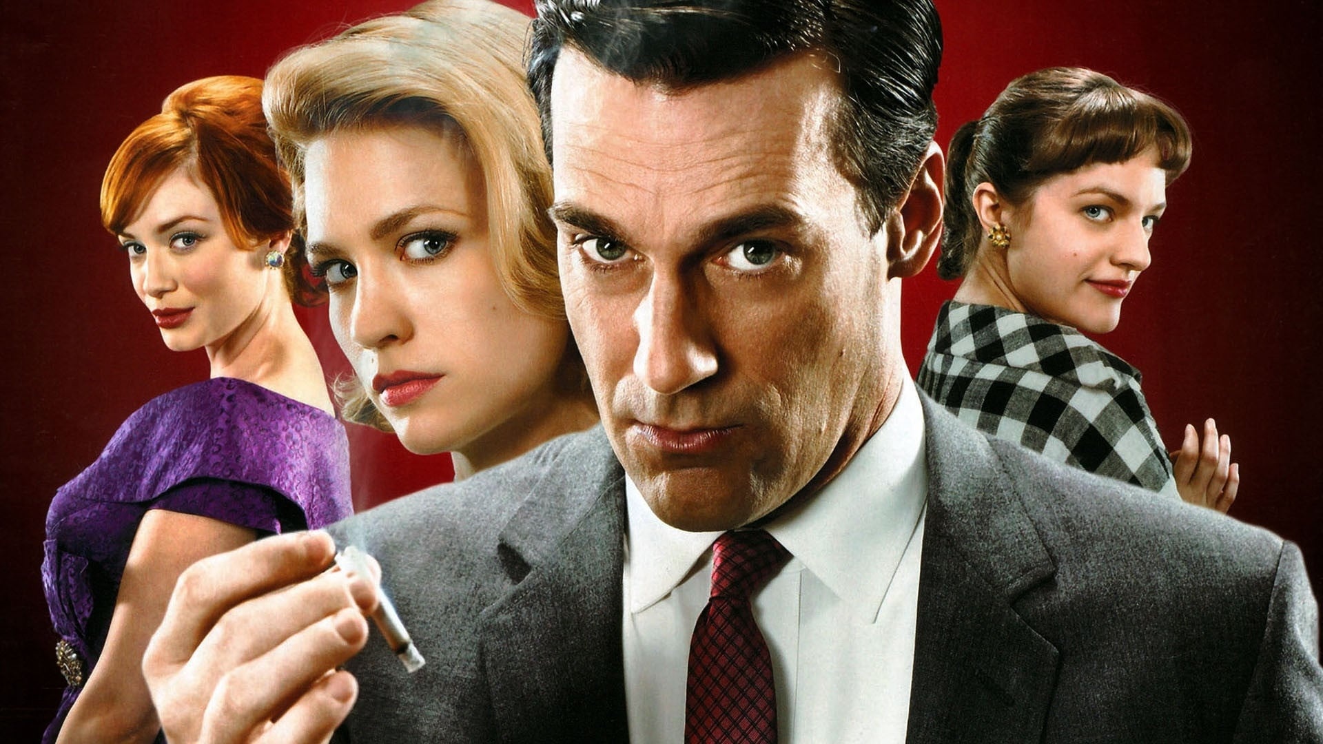 Mad Men (TV Series): Charismatic advertising executive, Jon Hamm and Peggy Olson. 1920x1080 Full HD Background.