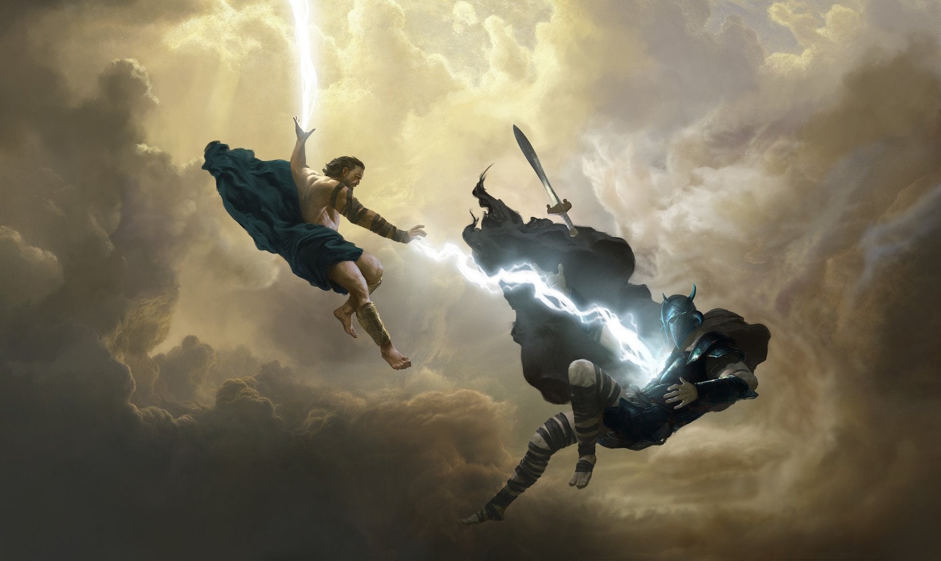 Zeus: The sky and thunder god vs the Greek god of war and courage, Ares. 1920x1150 HD Wallpaper.