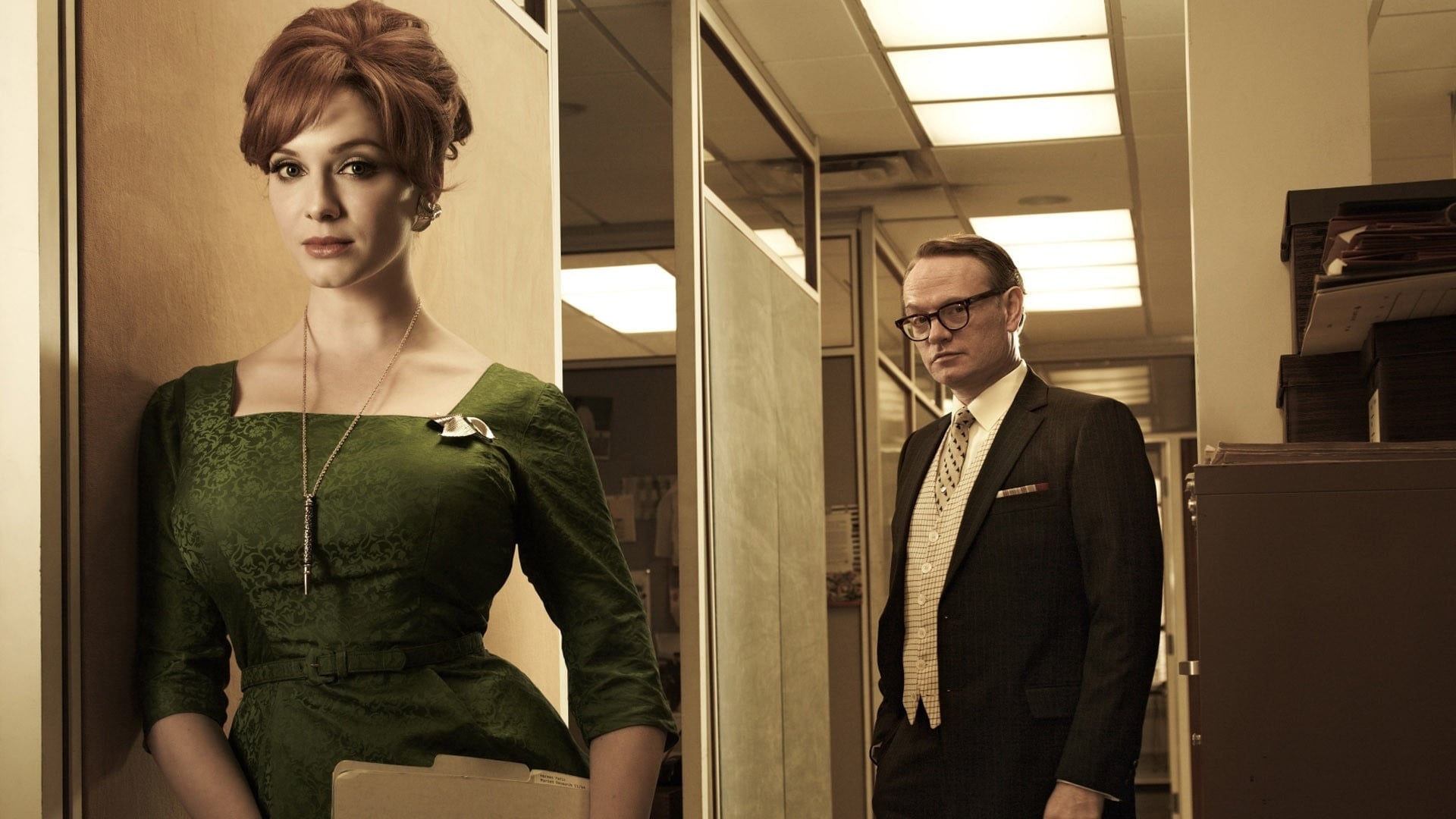Mad Men (TV Series): Serial drama depicting parts of American society of the 1960s. 1920x1080 Full HD Background.