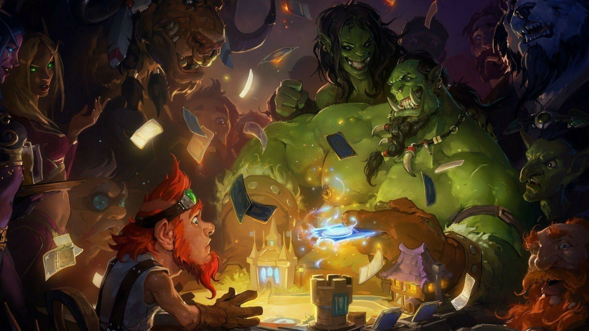 Hearthstone: Each hero has 30 Health - if that number is reduced to zero, the hero is destroyed, and the controlling player has lost the game. 1920x1080 Full HD Background.