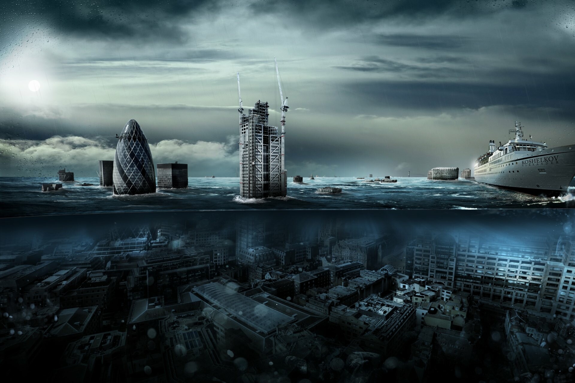 Post-apocalypse: Devastated city, Skyscraper, Catastrophic event. 1920x1280 HD Wallpaper.