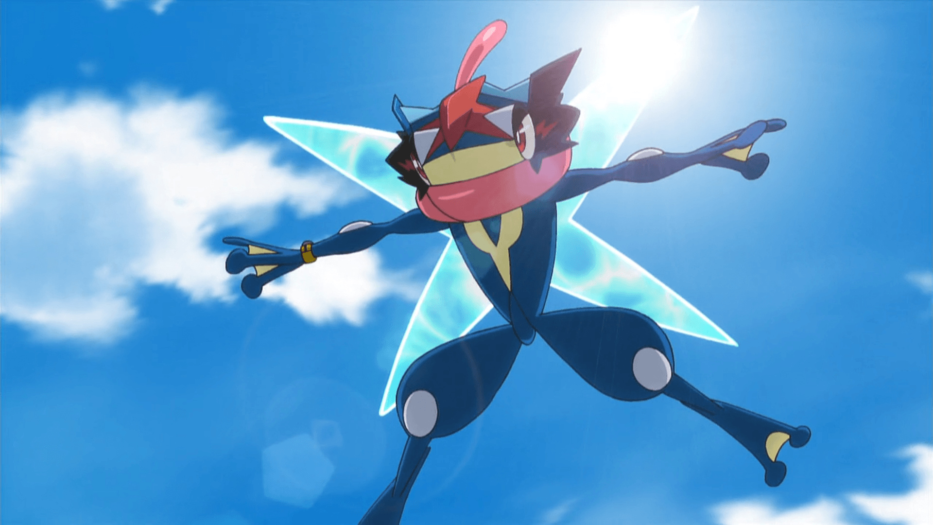 Greninja: The Pokemon is weak to Grass, Fighting, Bug, Fairy, and Electric-type moves. 1920x1080 Full HD Wallpaper.