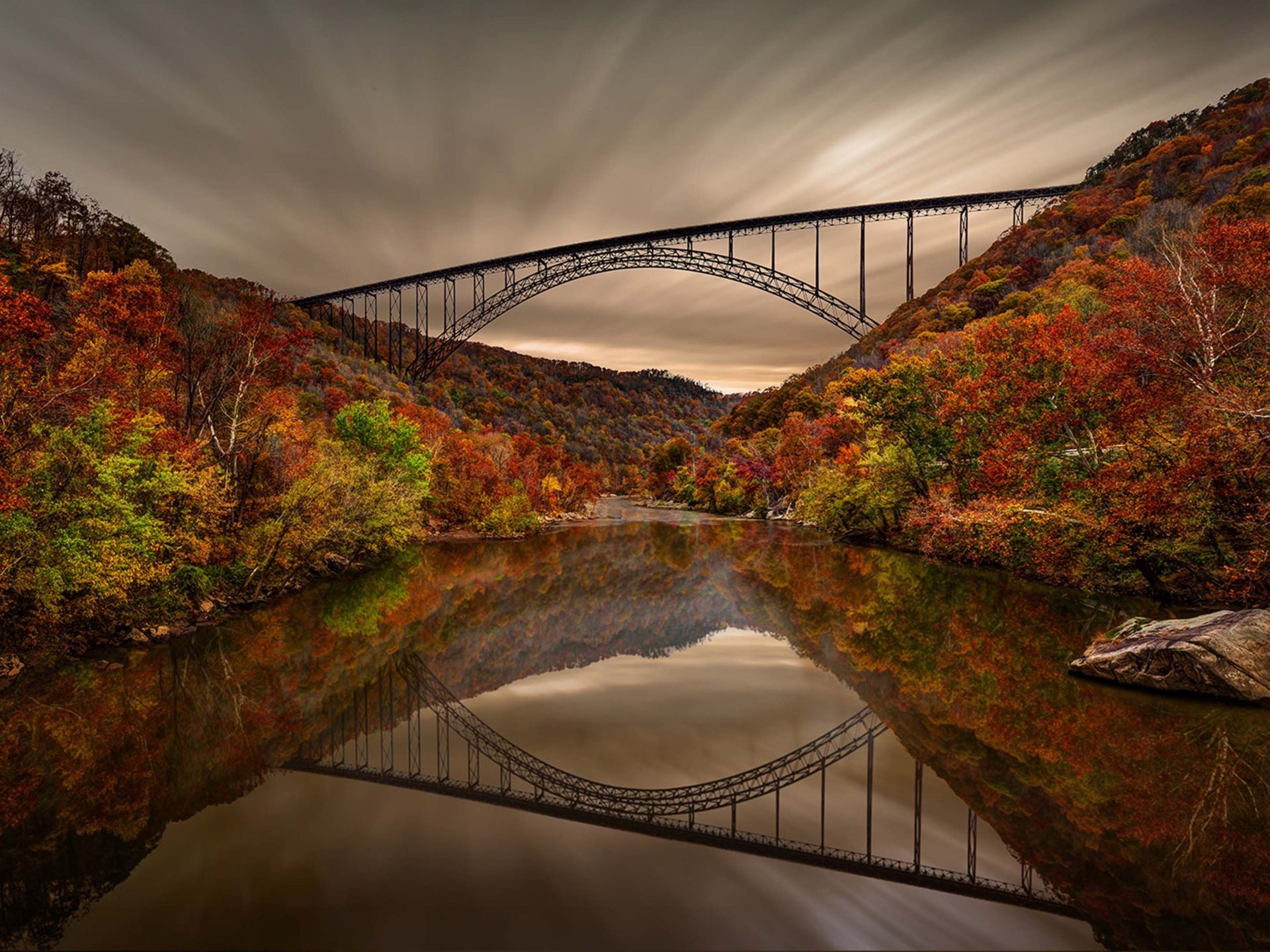 West Virginia: Arch Bridge, Victor, Fayette County, New River Gorge, United States. 1920x1440 HD Wallpaper.