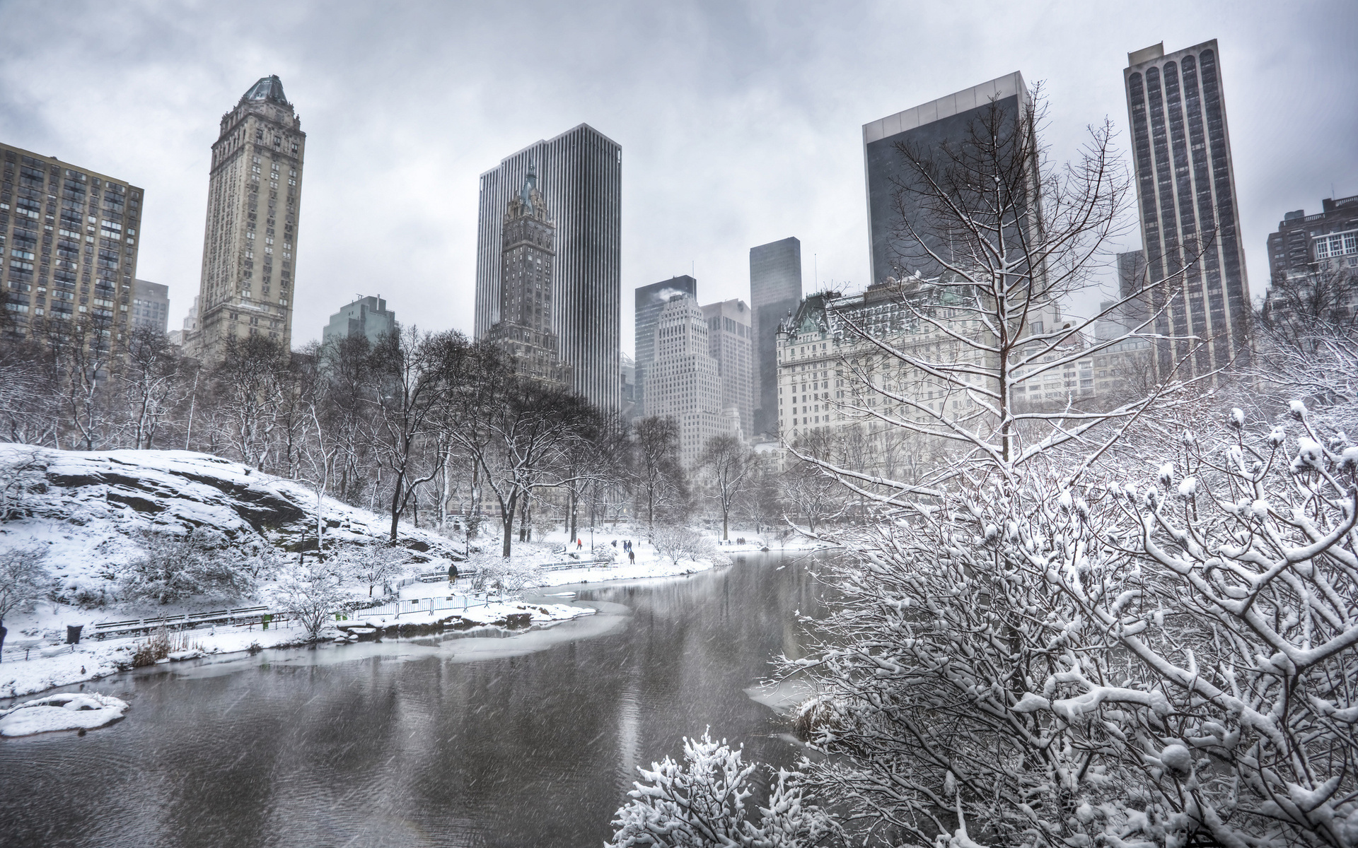 Central Park: The city’s primary green lungs, Winter landscape. 1920x1200 HD Background.