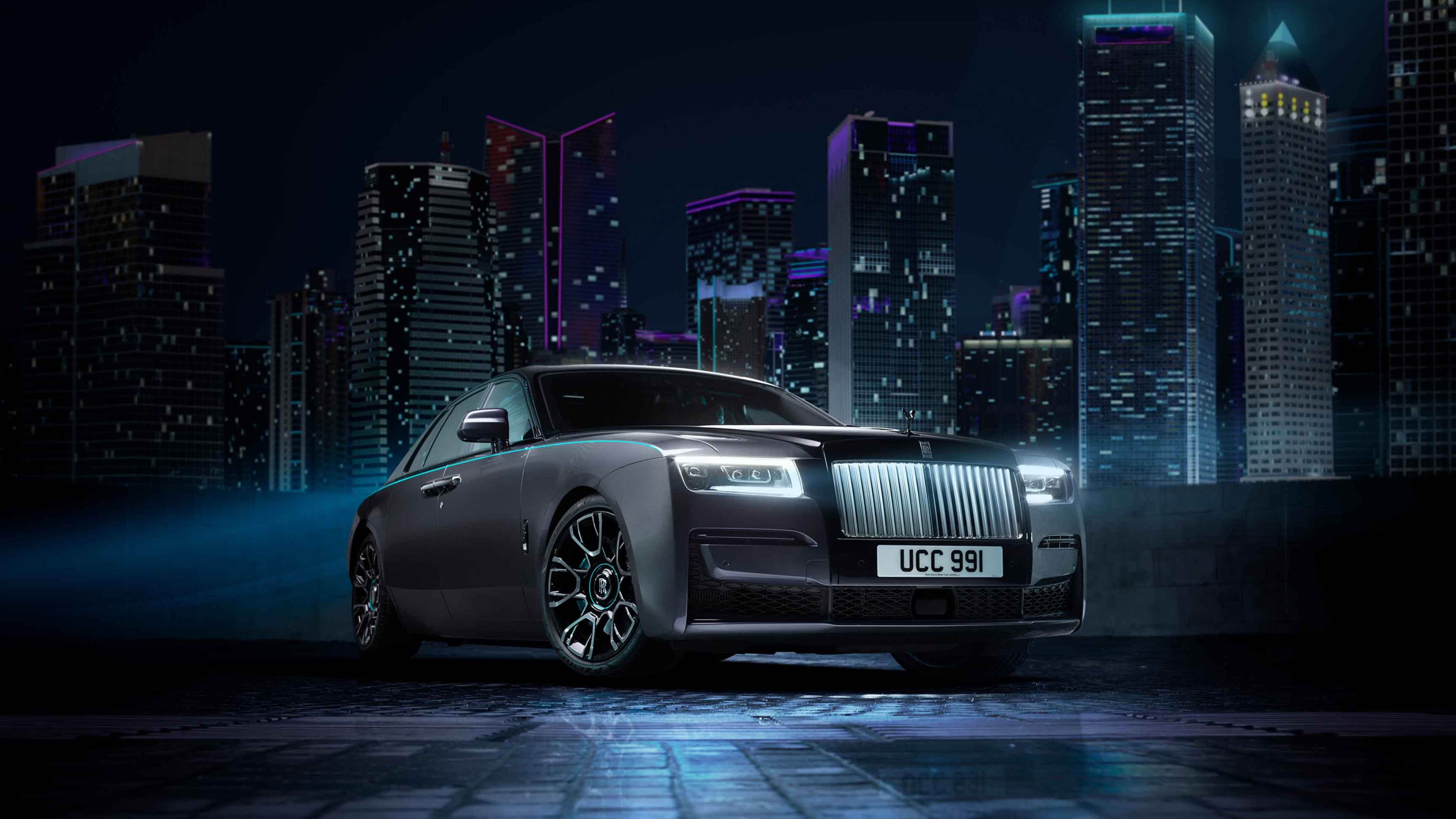 Rolls-Royce Ghost, Black Badge edition, Luxury car wallpaper, 2022 model, 3840x2160 4K Desktop