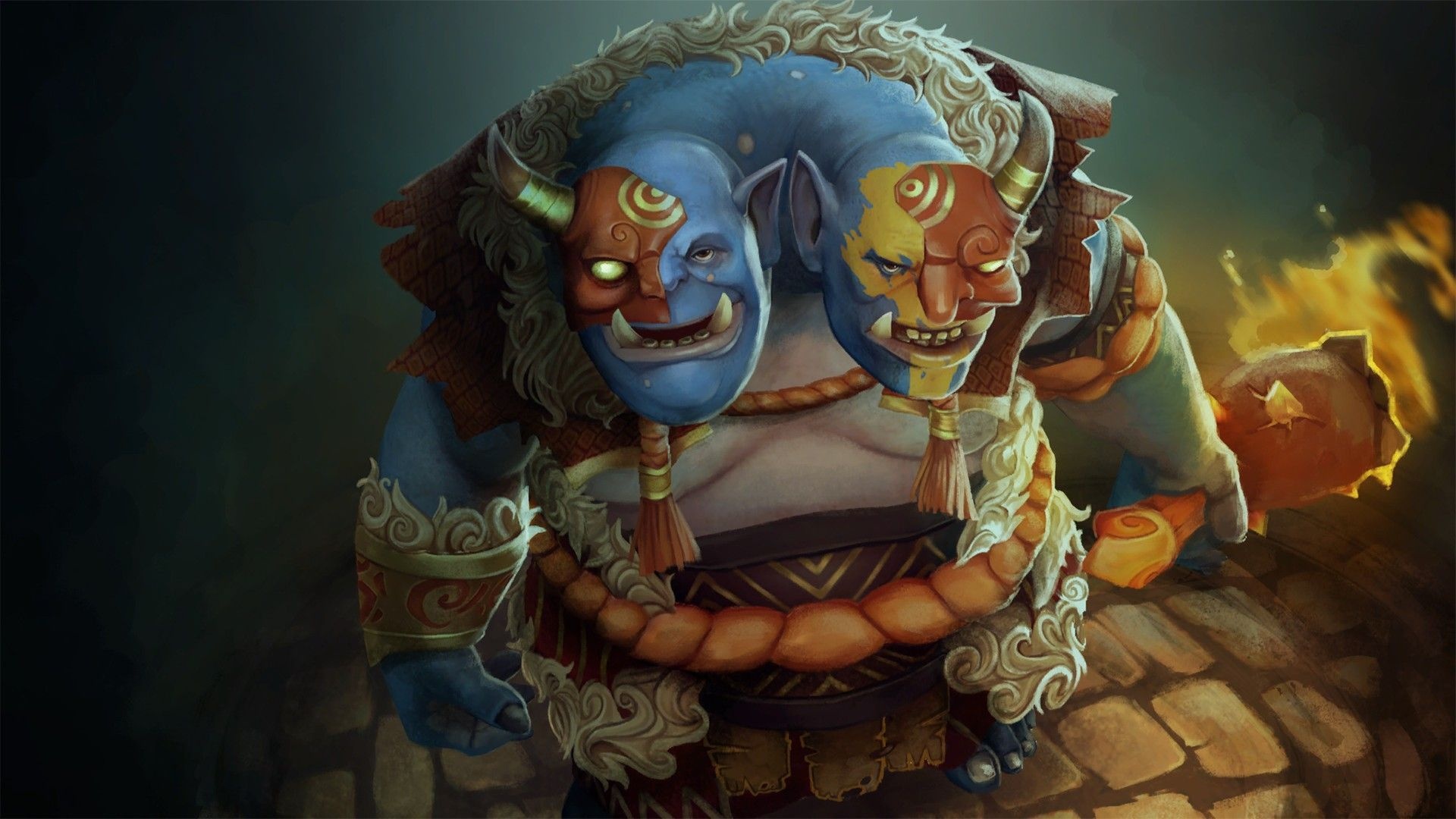 Ogre Magi wallpapers collection, Varied designs, Dota 2 character, Colorful backgrounds, 1920x1080 Full HD Desktop