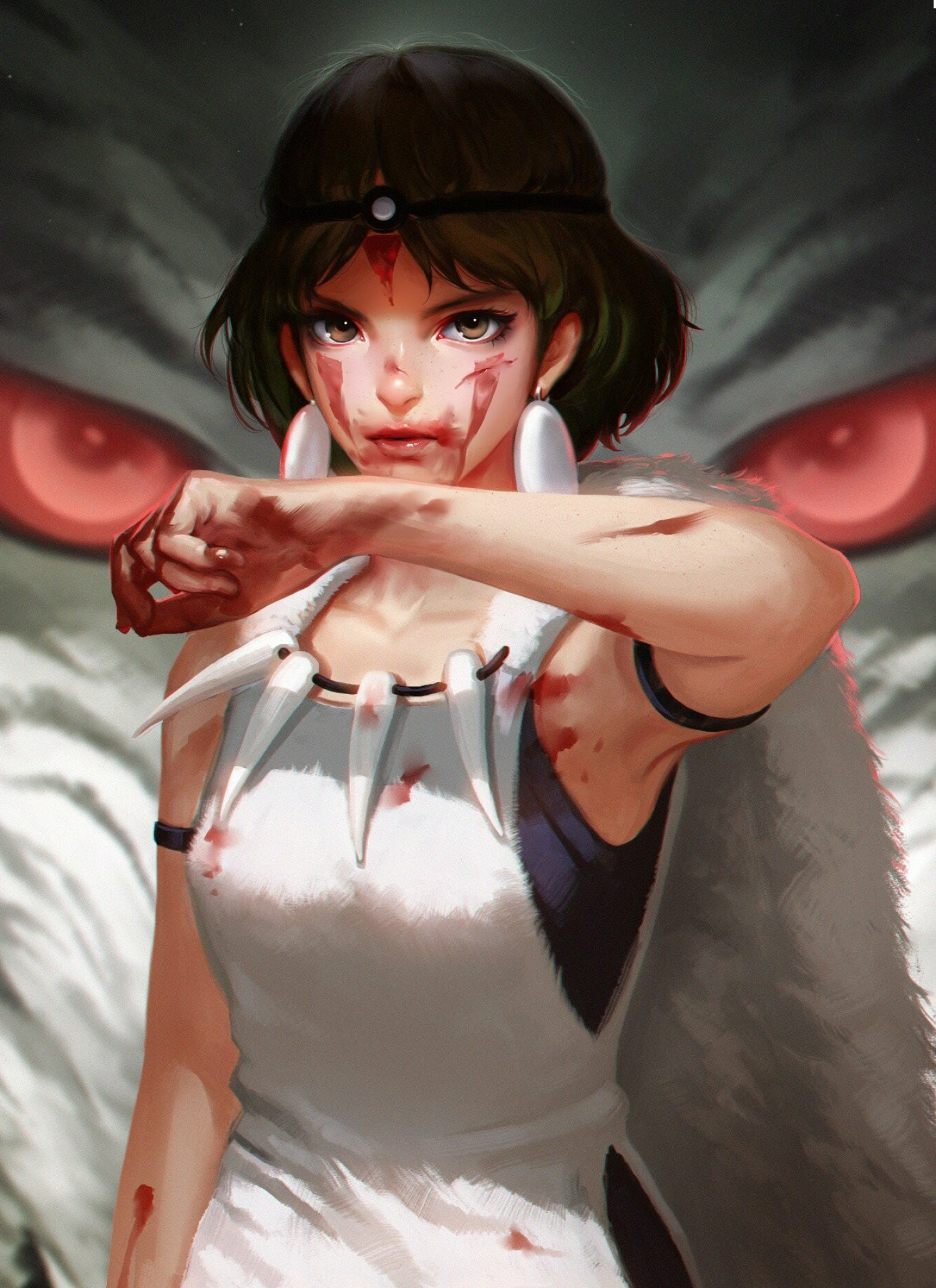Princess Mononoke: San, The titular protagonist of the Studio Ghibli film. 1500x2070 HD Background.