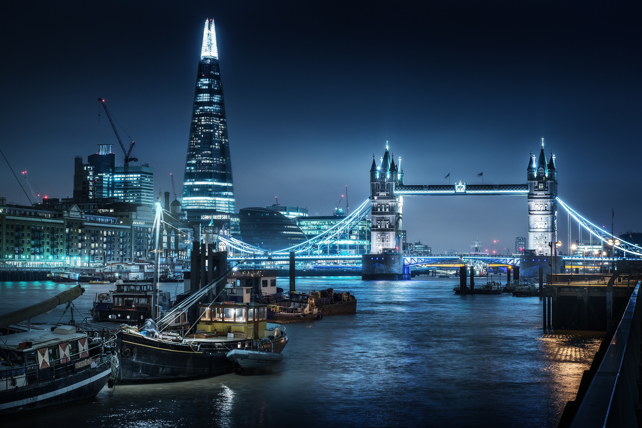 The River Thames, The night lights, Thames bridges, Thames at night, 2050x1370 HD Desktop