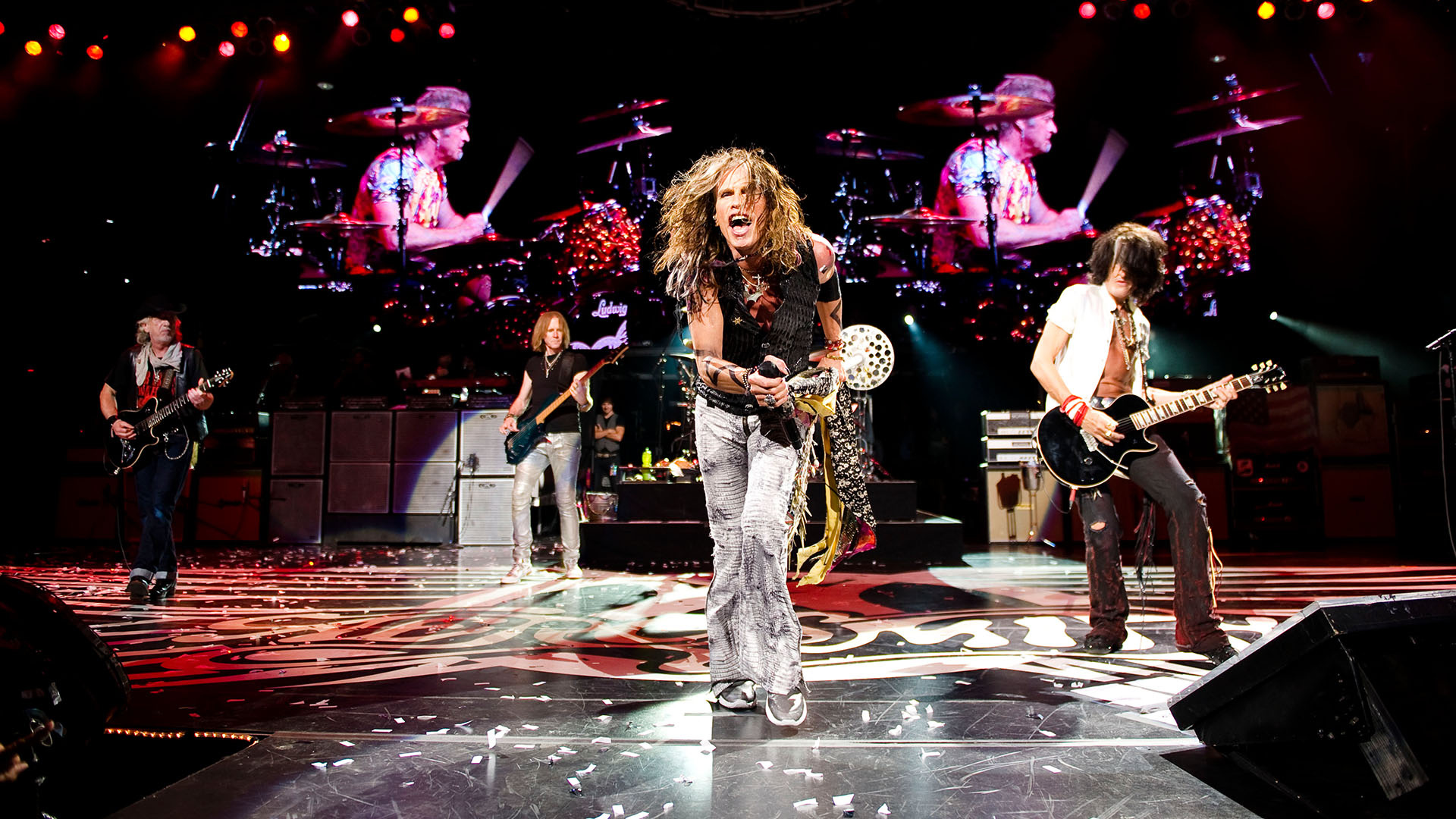 Concert: Aerosmith, An American rock band formed in Boston in 1970, Steven Tyler. 1920x1080 Full HD Wallpaper.