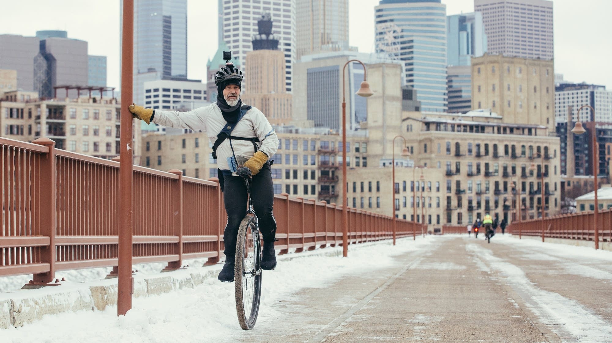 Unicycle: Minneapolis Commuting In Winter, Man Completes Journey On A Monowheel. 2000x1130 HD Background.