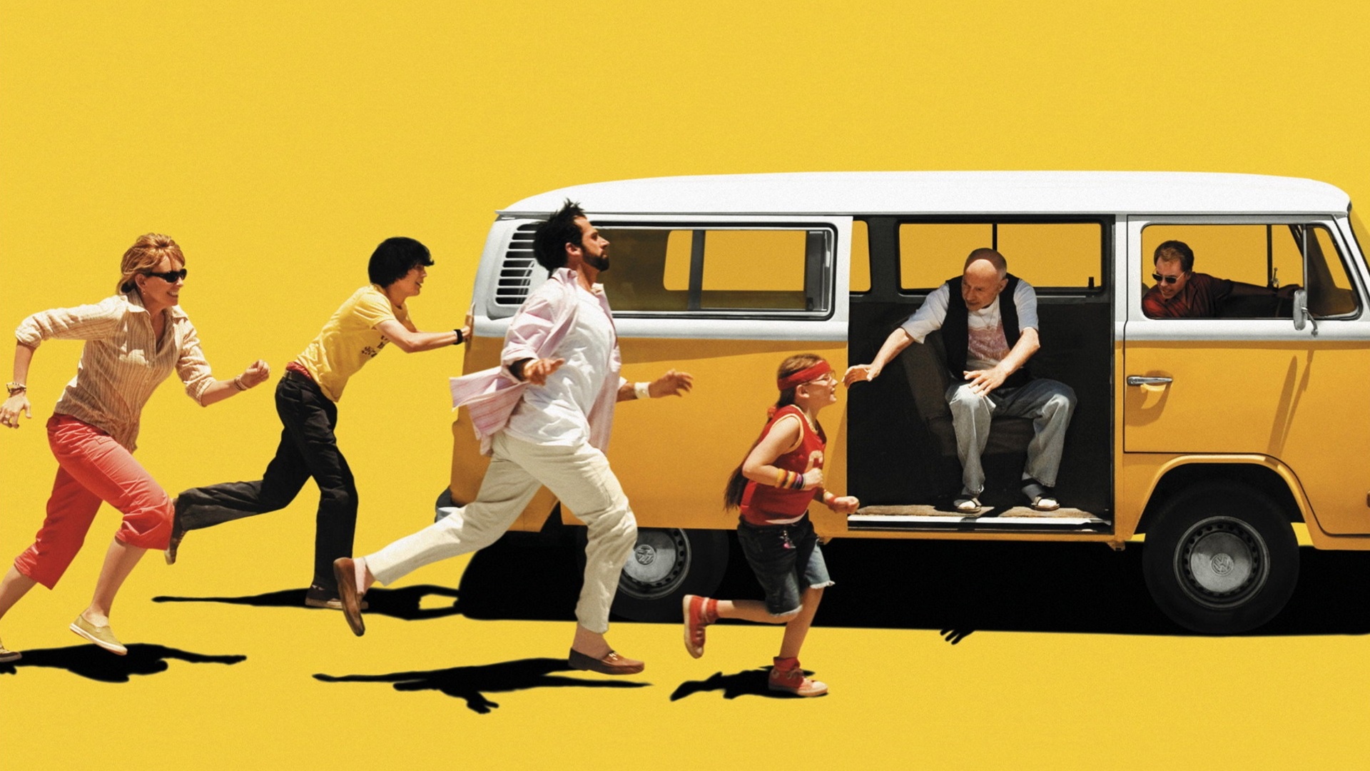Little Miss Sunshine: A dysfunctional family undertakes a 700-mile journey in a junky VW van. 1920x1080 Full HD Background.