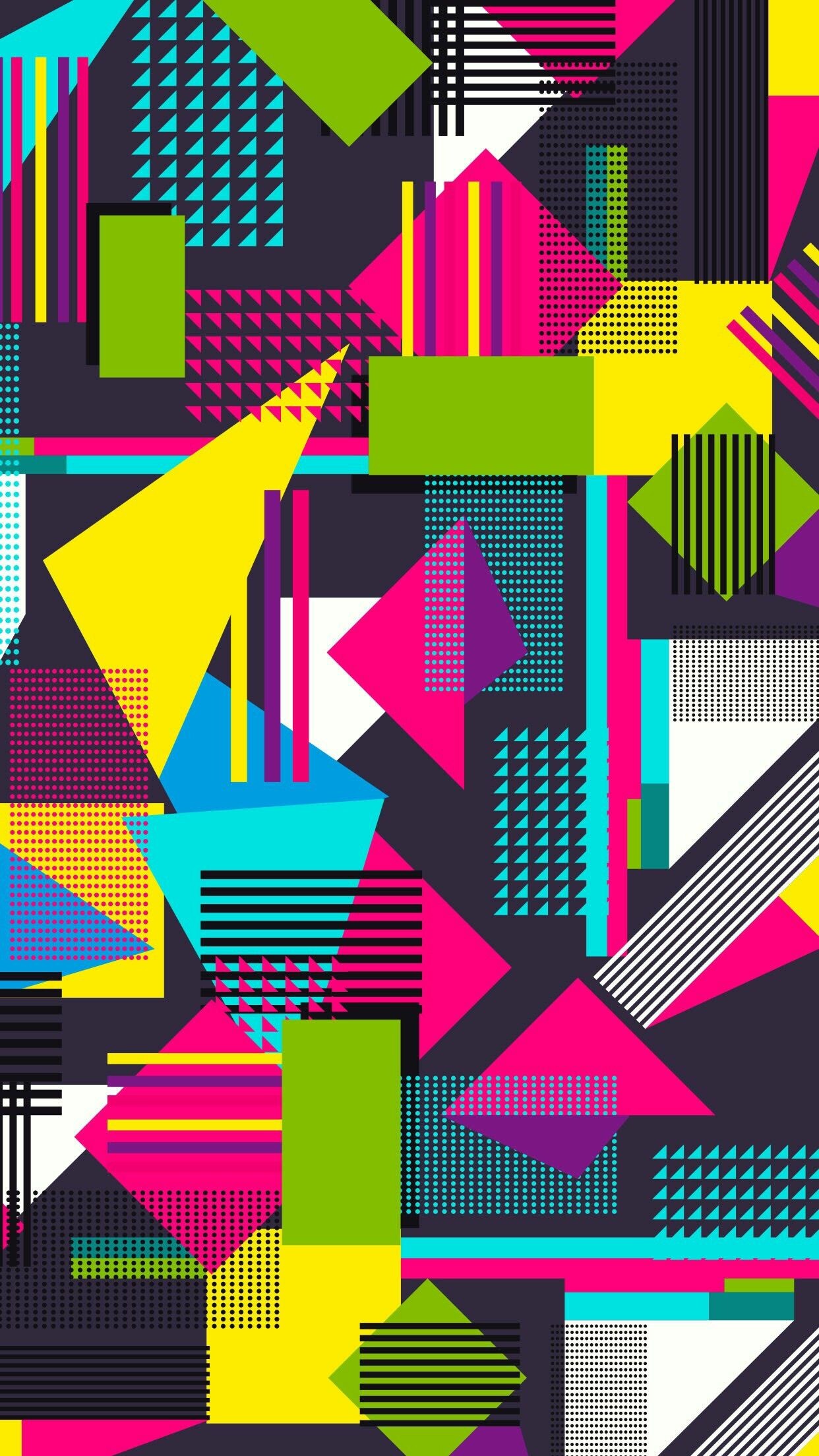Pop Art: Geometry, Pattern, Colorful. 1250x2210 HD Wallpaper.