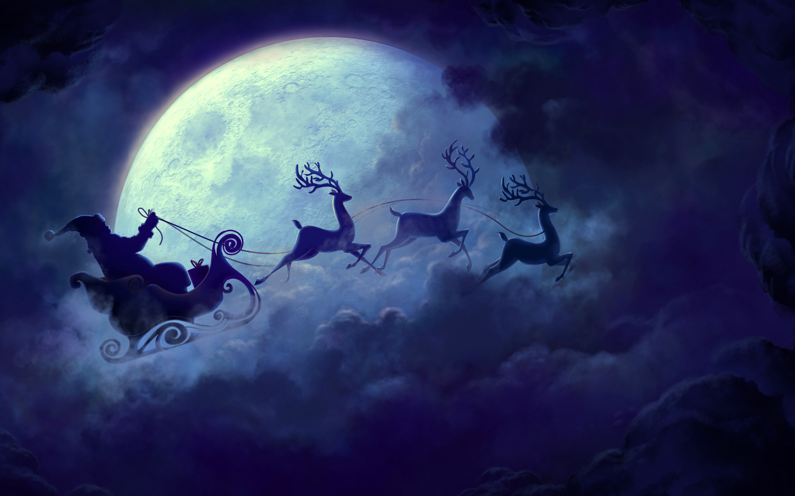 Santa Claus, Christmas cheer, Magical wonderland, Reindeer sleigh, 2560x1600 HD Desktop