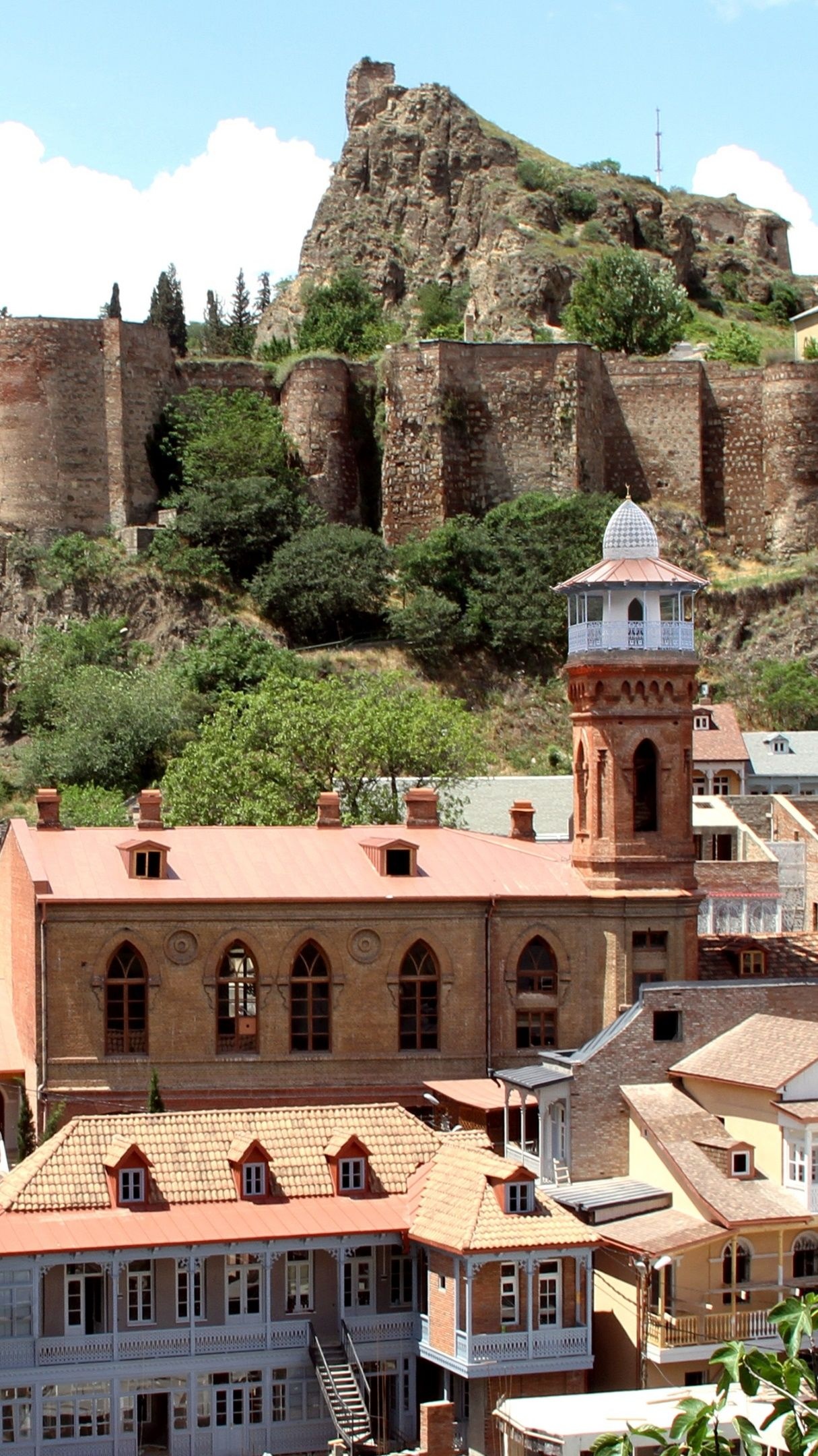 Tbilisi city, Narikala fortress, Stunning wallpaper, Architectural marvel, 1220x2160 HD Handy