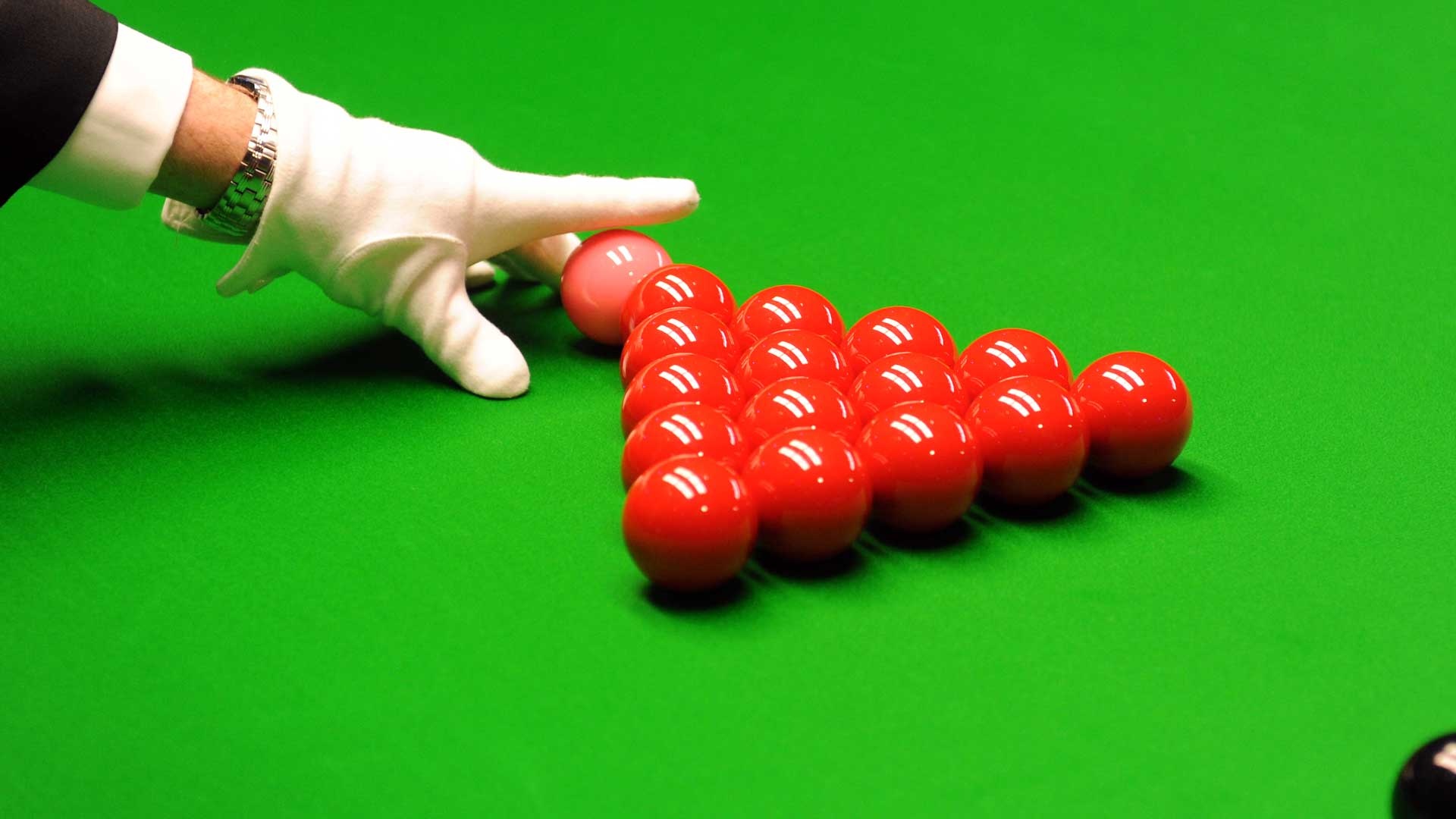 Snooker: Last preparations before the start of The World Snooker Championship organized by WPBSA. 1920x1080 Full HD Background.